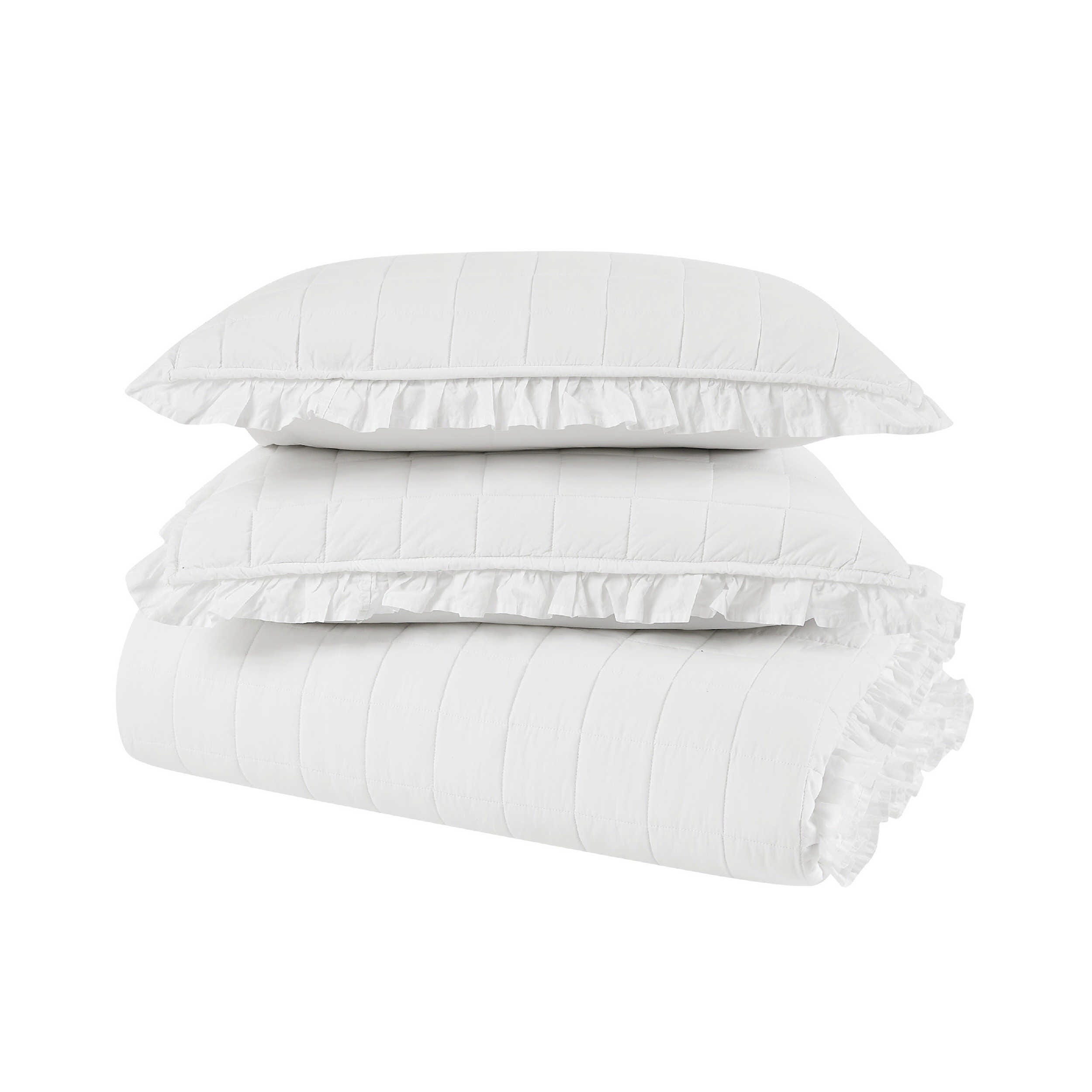 Farmhouse 3-Piece Full/Queen Quilt Set, White, large