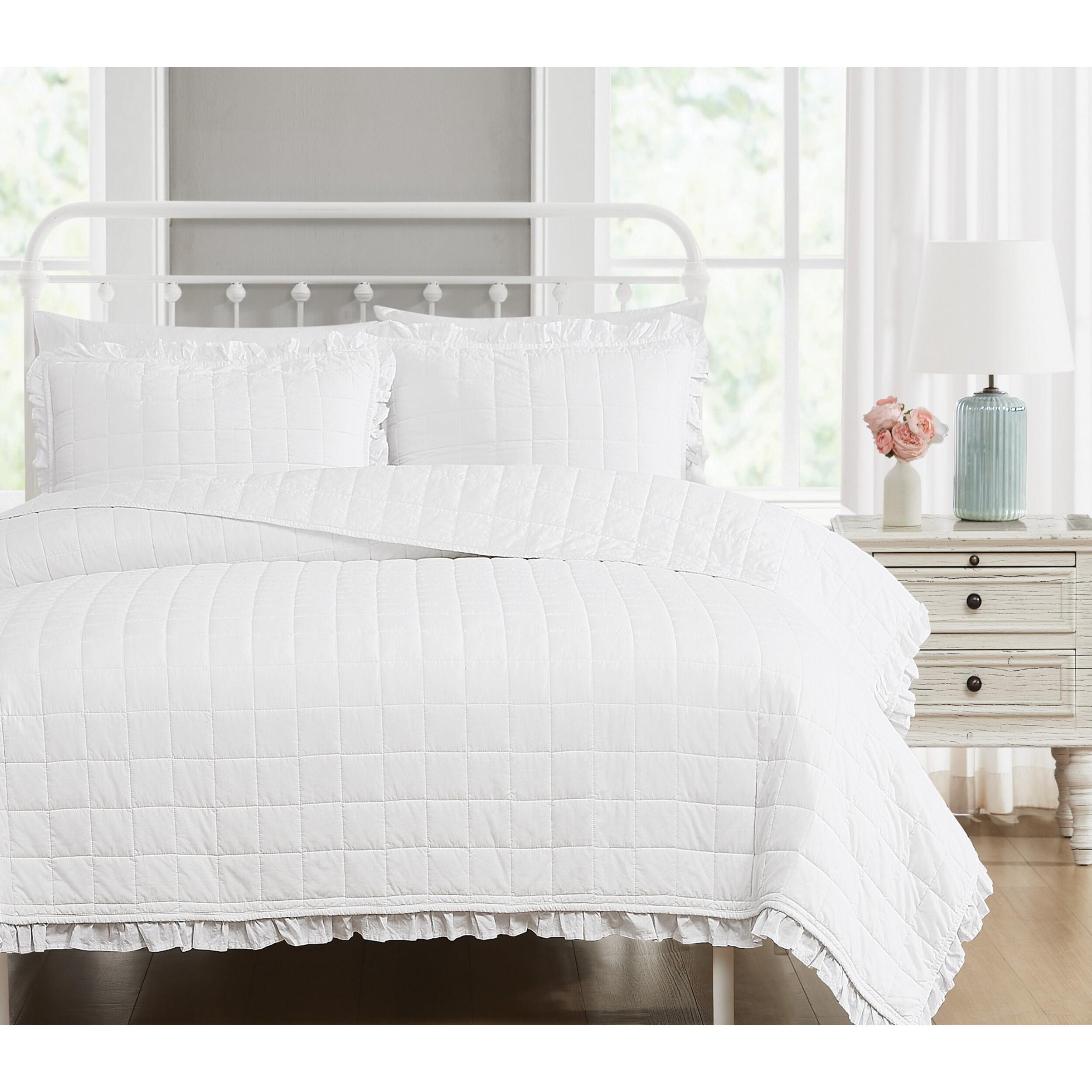 Farmhouse 3-Piece Full/Queen Quilt Set, White, large