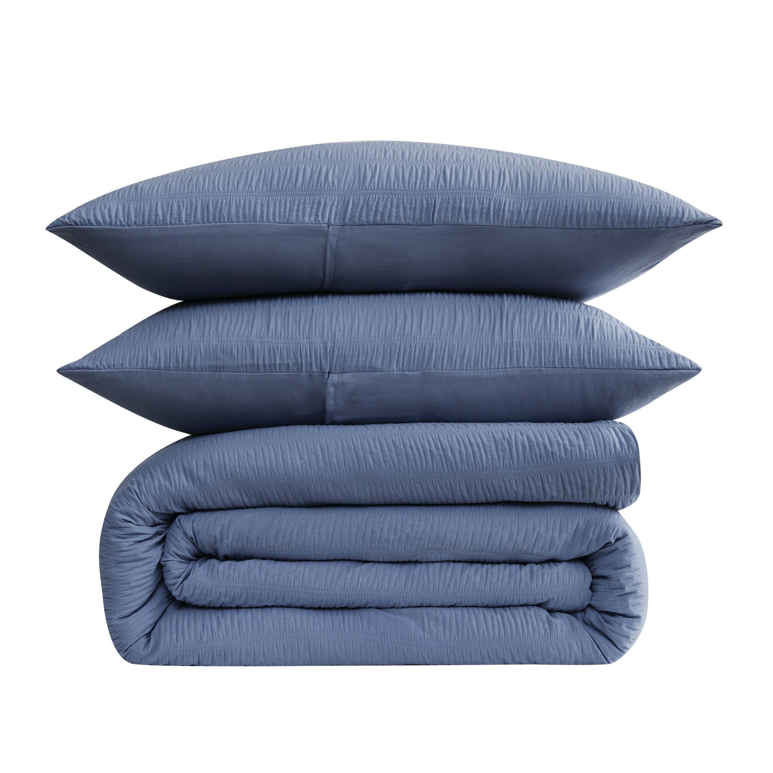 Truly Soft Crinkle 2-Piece Twin Comforter Set, Blue, large