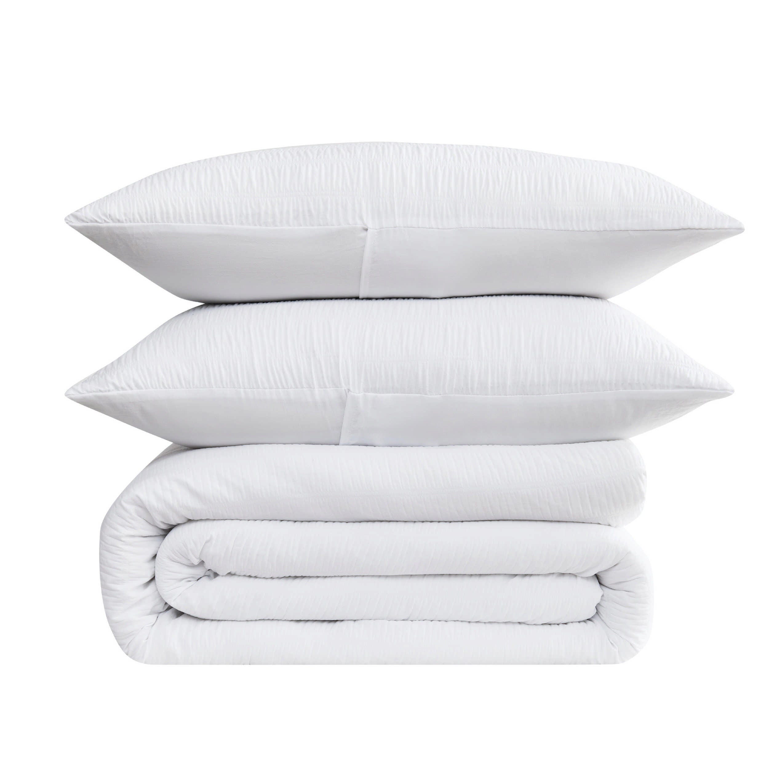 Truly Soft Crinkle 3-Piece Full/Queen Comforter Set, White, large