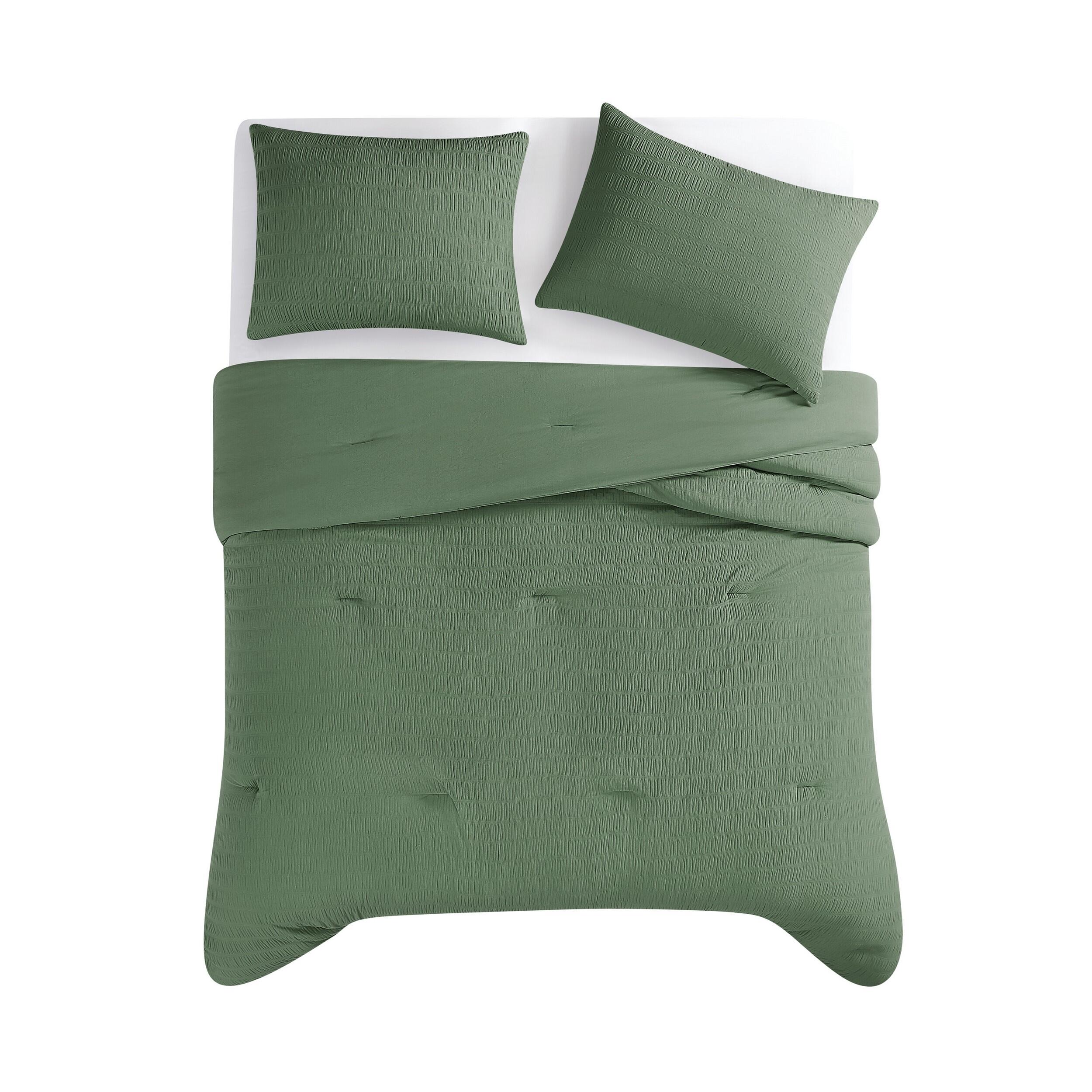 Truly Soft Crinkle 3-Piece Full/Queen Comforter Set, Green, large