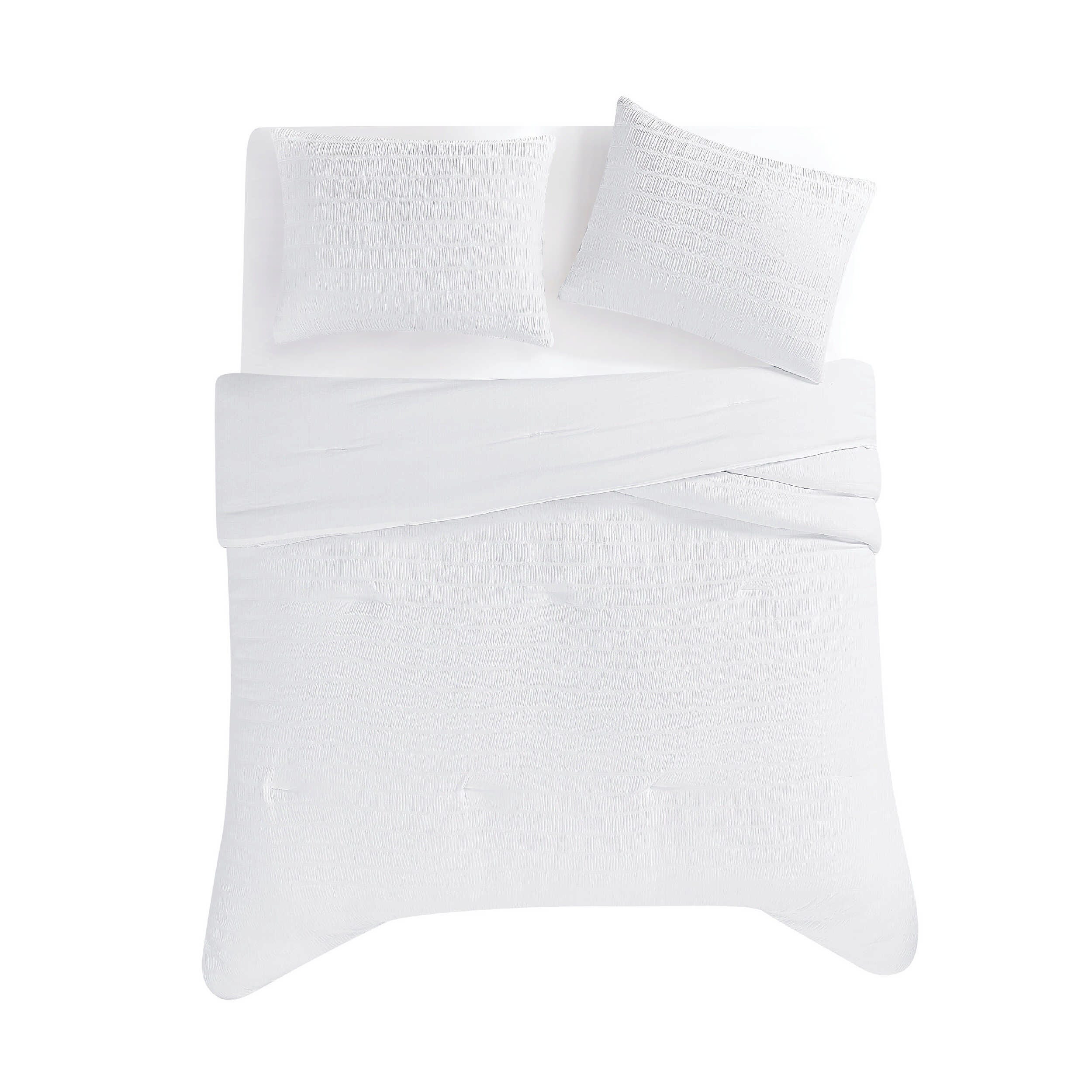 Truly Soft Crinkle 3-Piece King Comforter Set, White, large