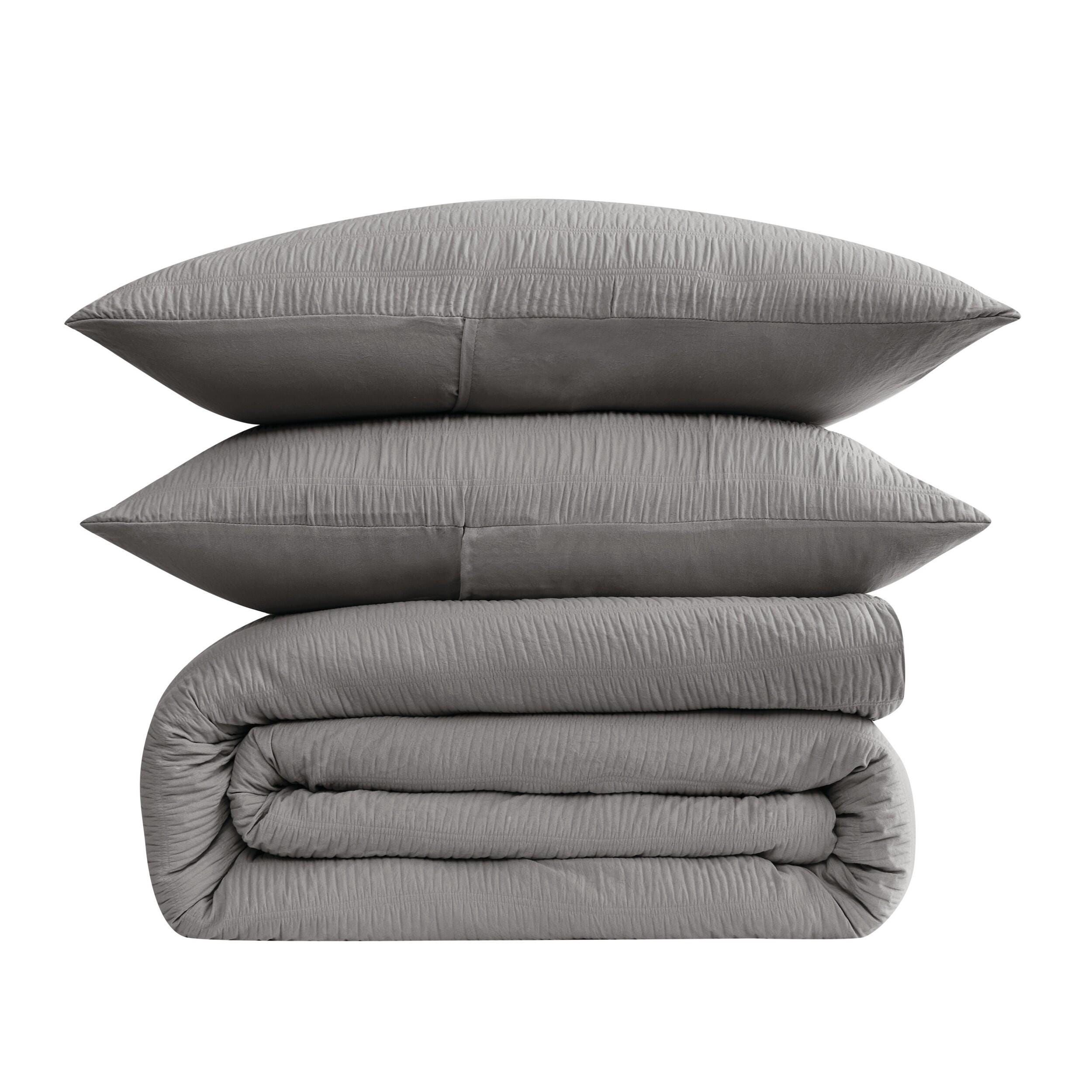 Truly Soft Crinkle 2-Piece Twin Comforter Set, Gray, large