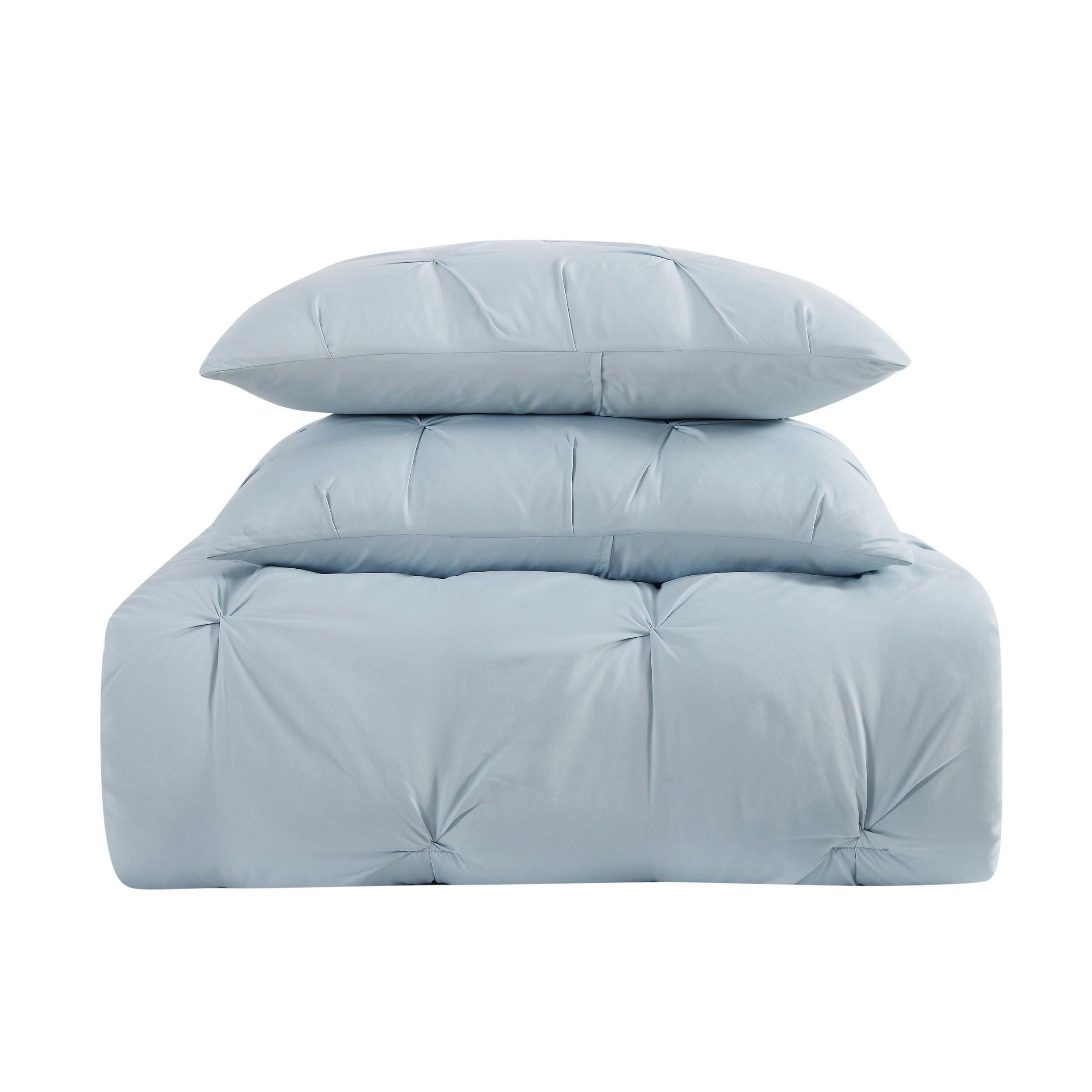 Truly Soft Pleated 3-Piece King Comforter Set, Light Blue, large