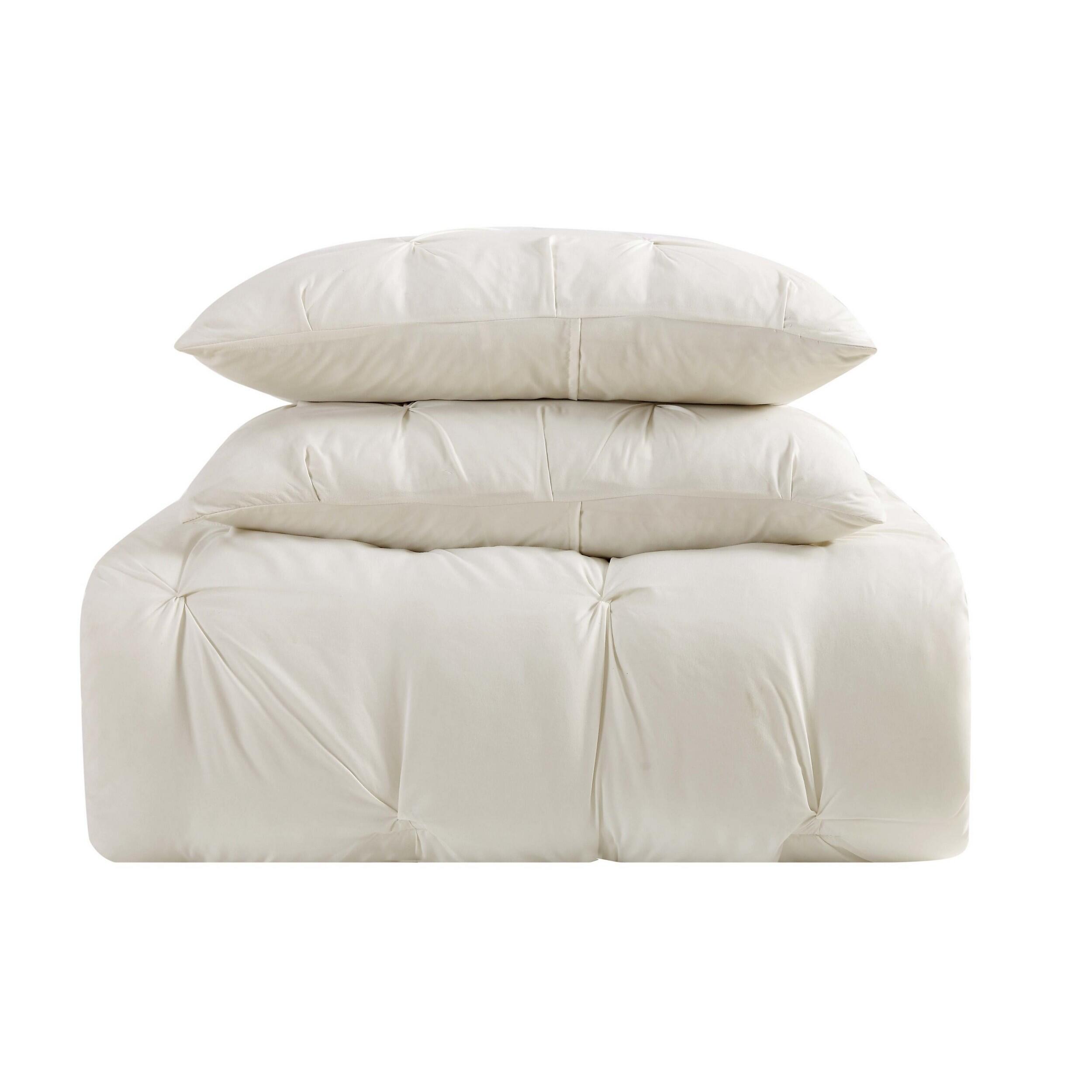 Truly Soft Pleated 3-Piece Full/Queen Comforter Set, Ivory, large