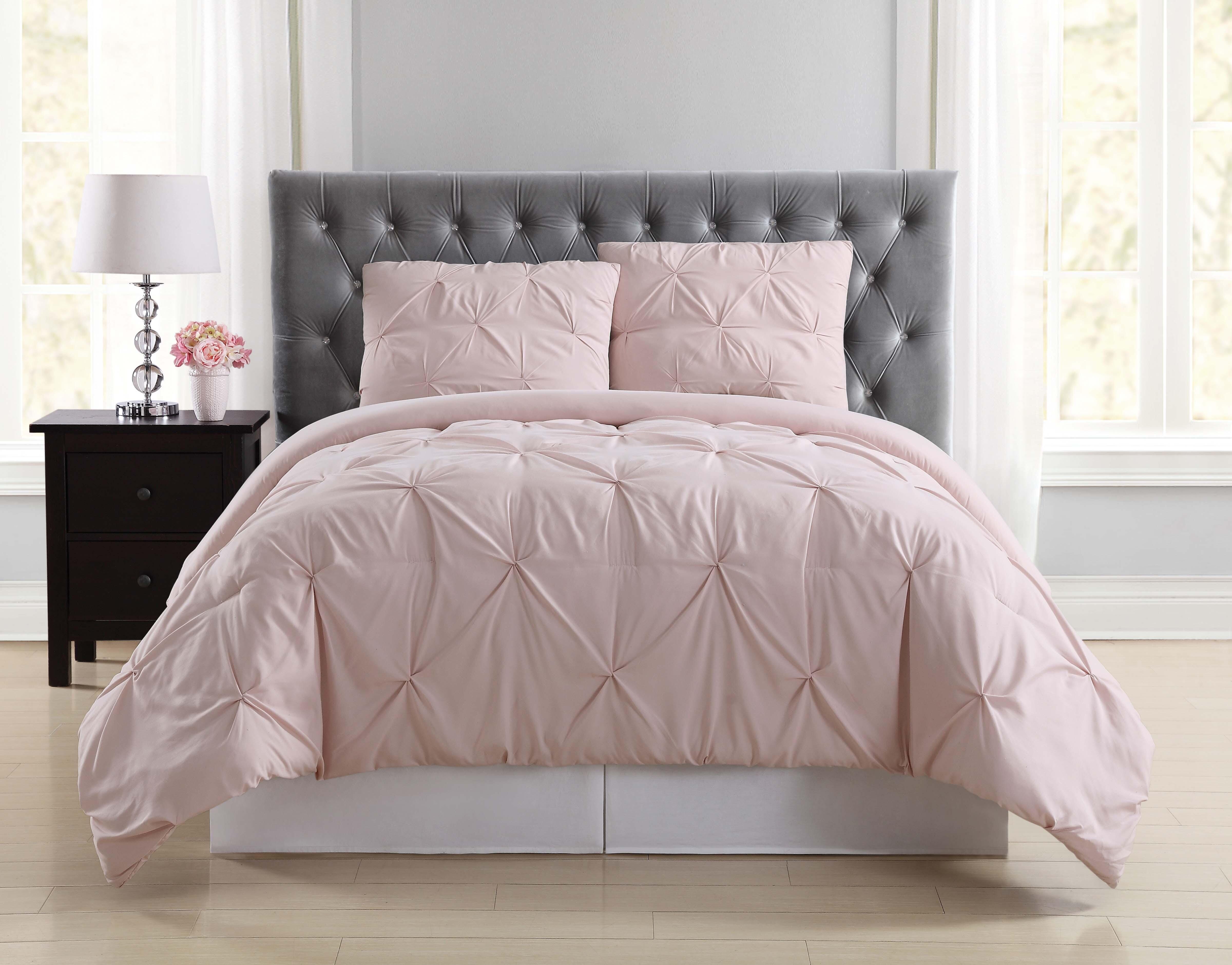 Truly Soft Pleated 3-Piece King Comforter Set, Blush, rollover