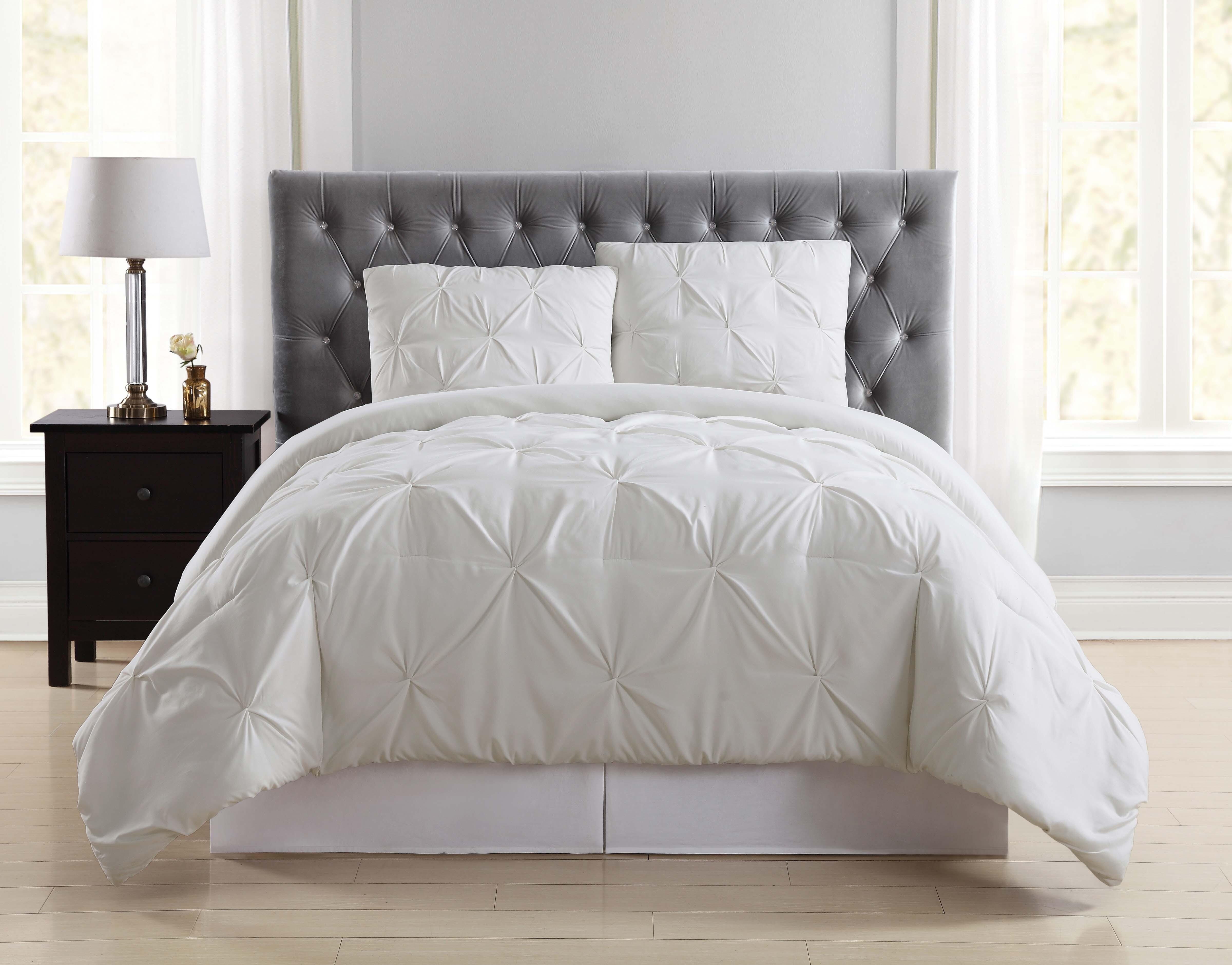 Truly Soft Pleated 3-Piece King Comforter Set, Ivory, rollover
