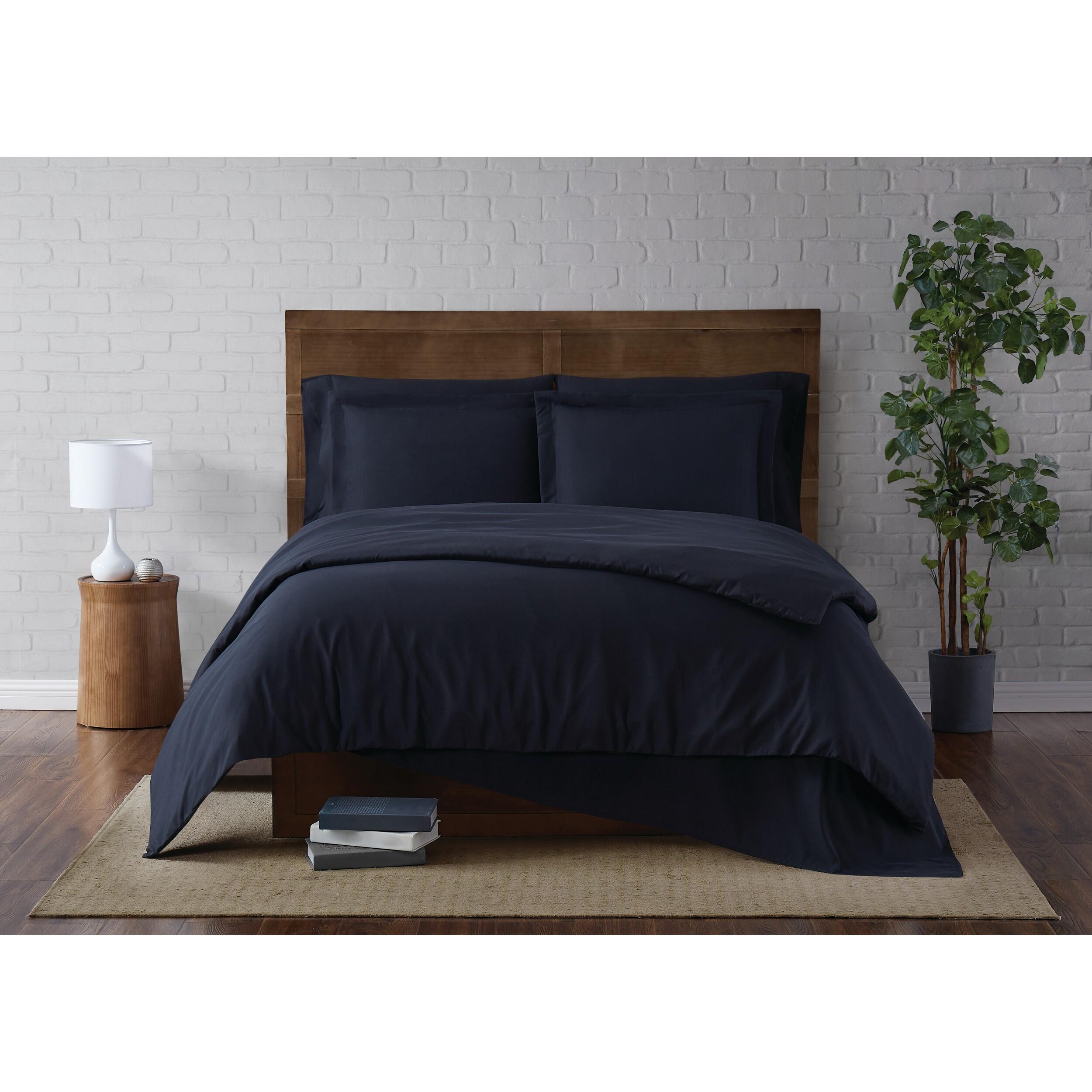 Truly Soft 3-Piece Full/Queen Comforter Set, Black, rollover