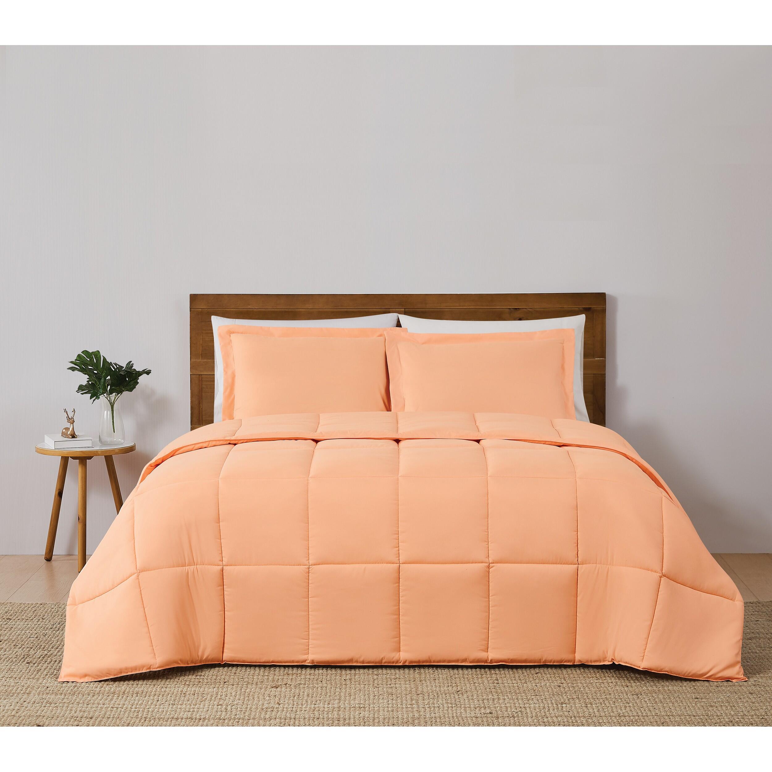 Truly Soft Reversible 3-Piece Full/Queen Comforter Set, Peach, rollover