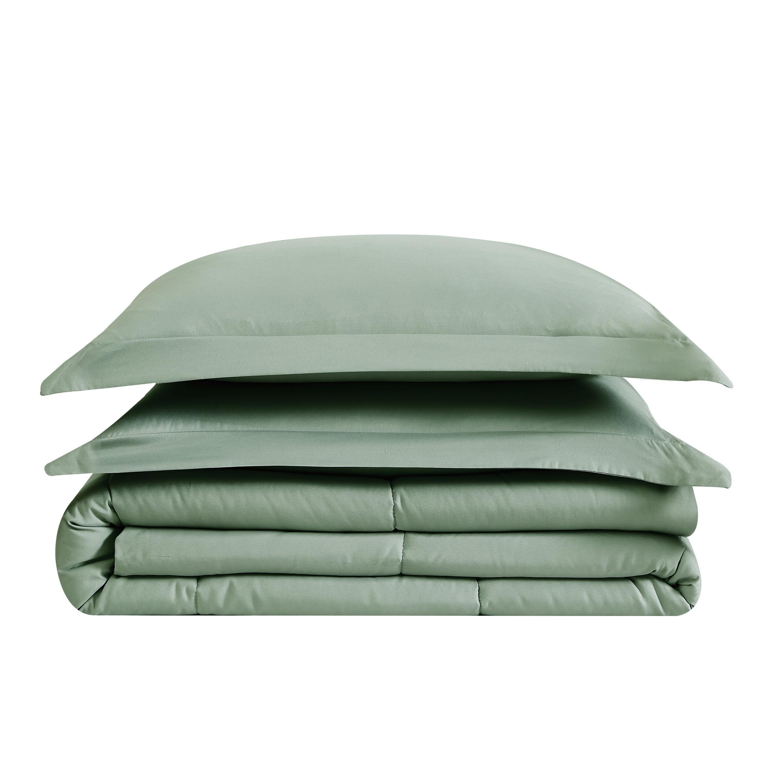 Truly Soft Solid 3-Piece King Comforter Set, Green, large
