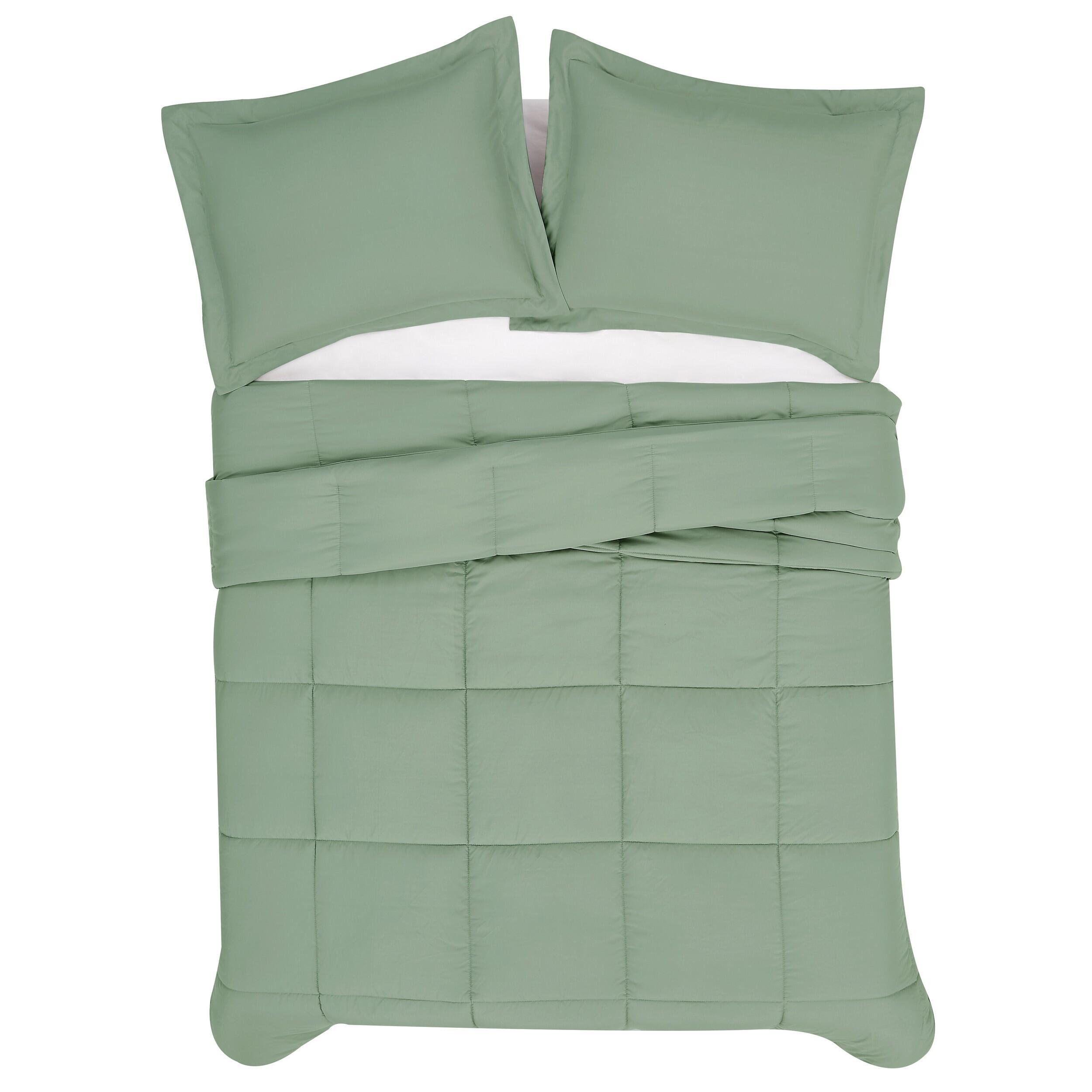 Truly Soft Solid 3-Piece King Comforter Set, Green, large