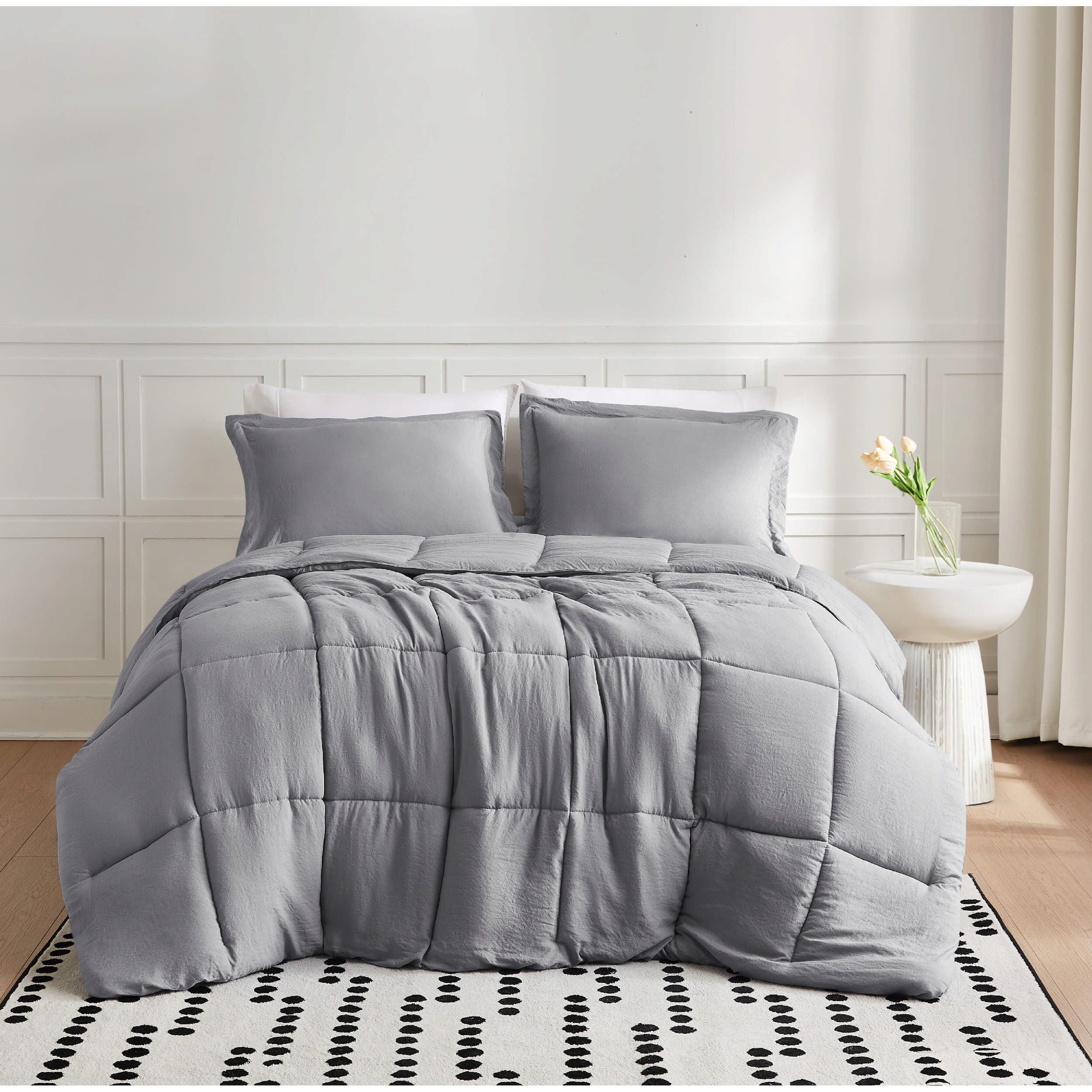 Truly Soft Solid 2-Piece Twin Comforter Set, Gray, rollover