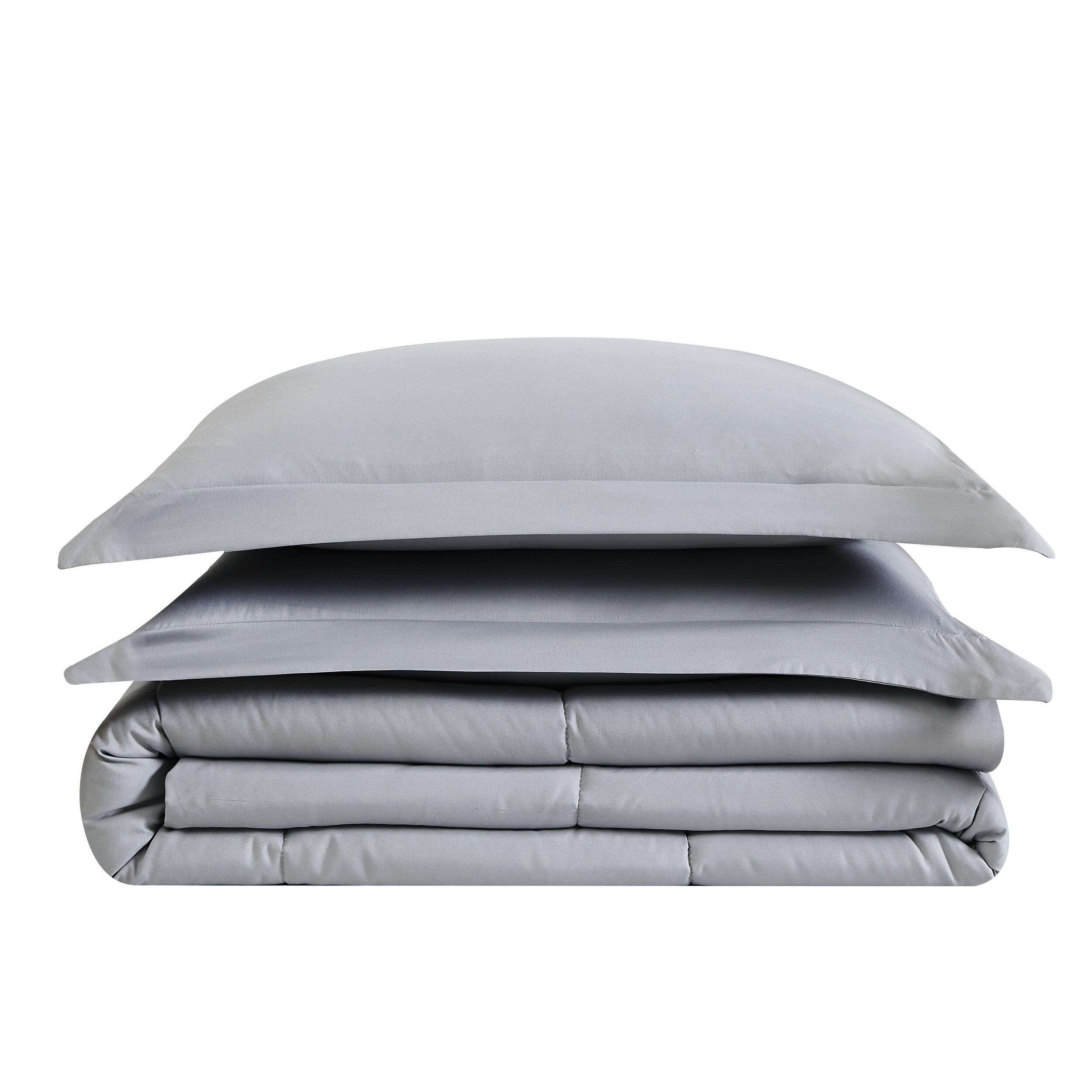 Truly Soft Solid 3-Piece Full/Queen Comforter Set, Gray, large