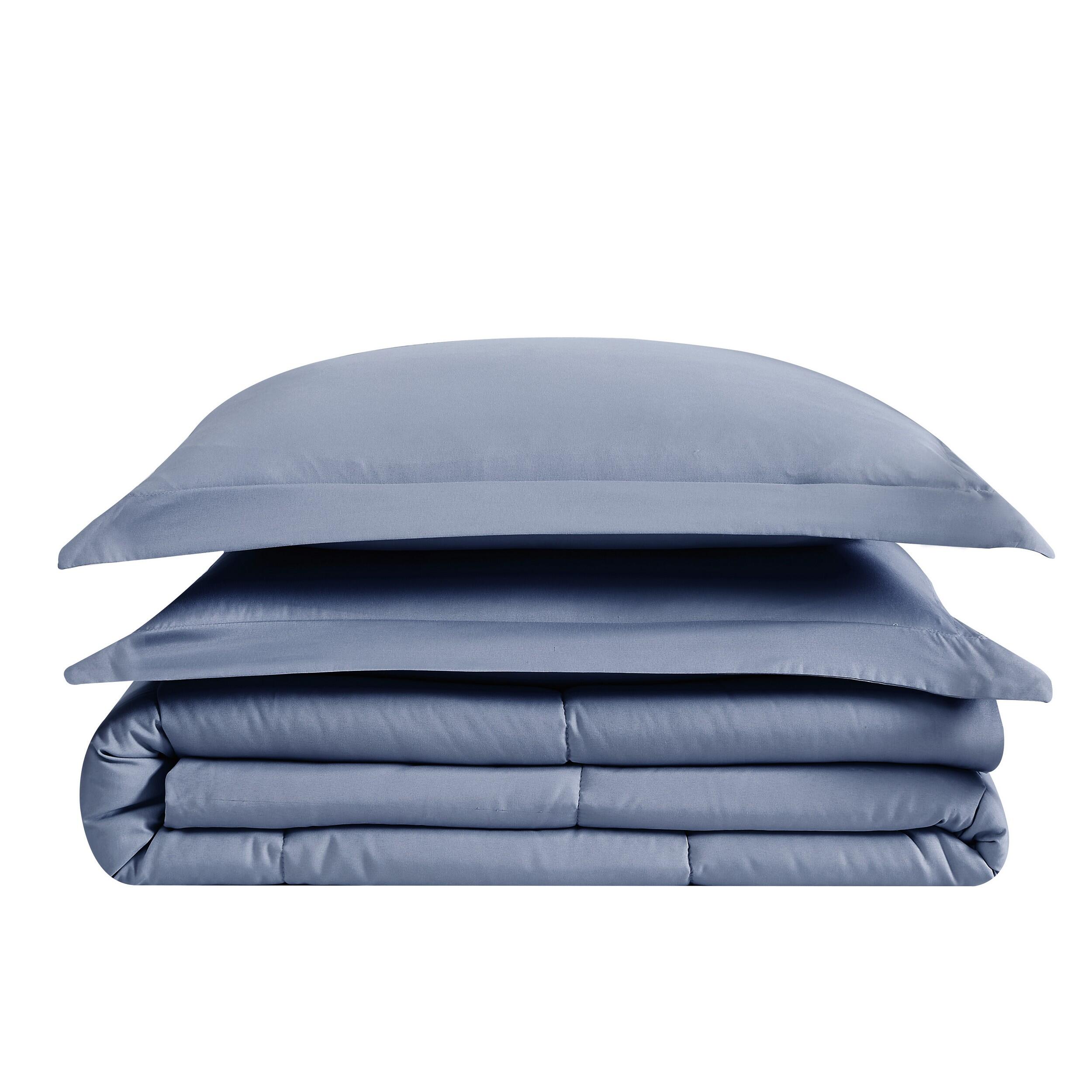 Truly Soft Solid 3-Piece Full/Queen Comforter Set, Blue, large