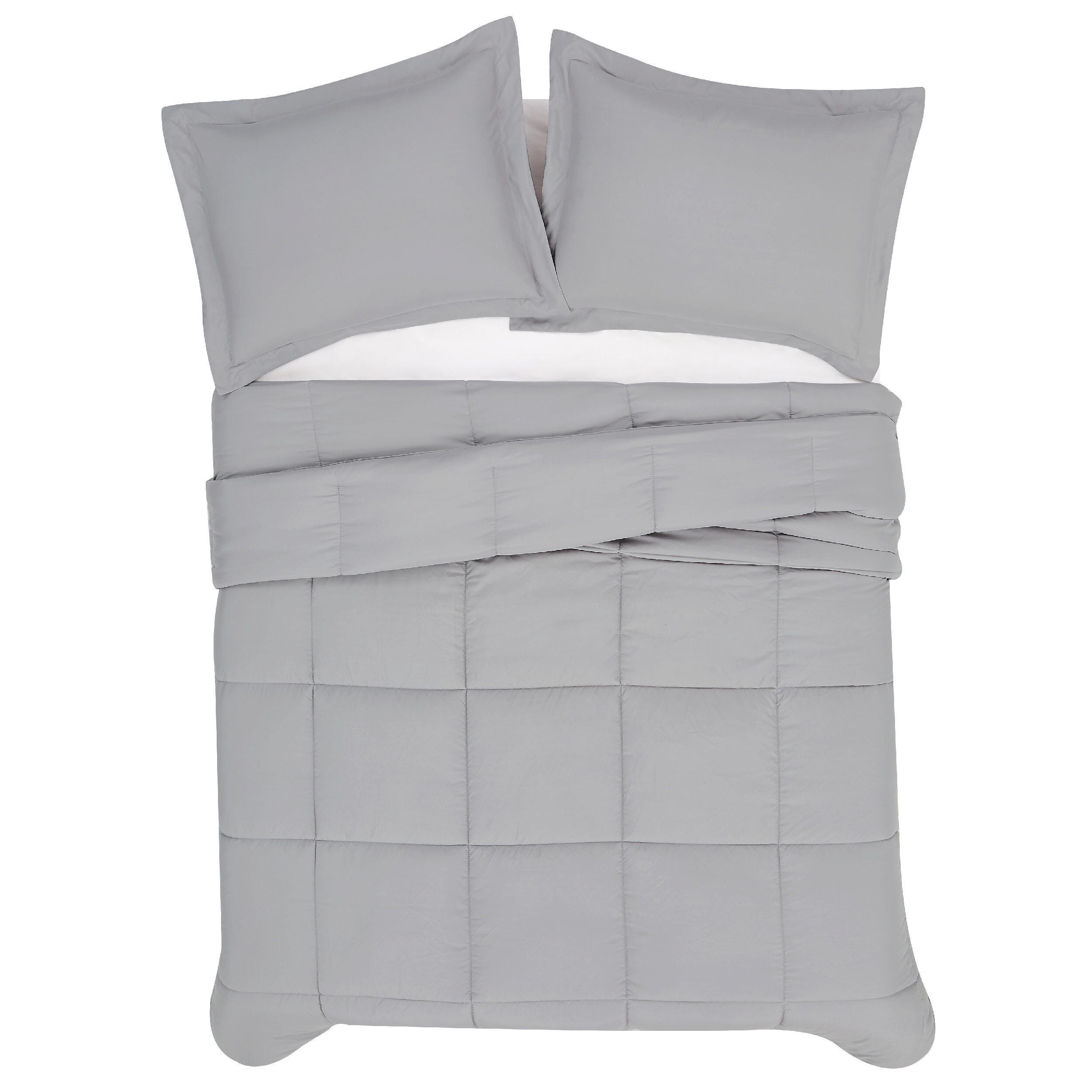 Truly Soft Solid 3-Piece King Comforter Set, Gray, large