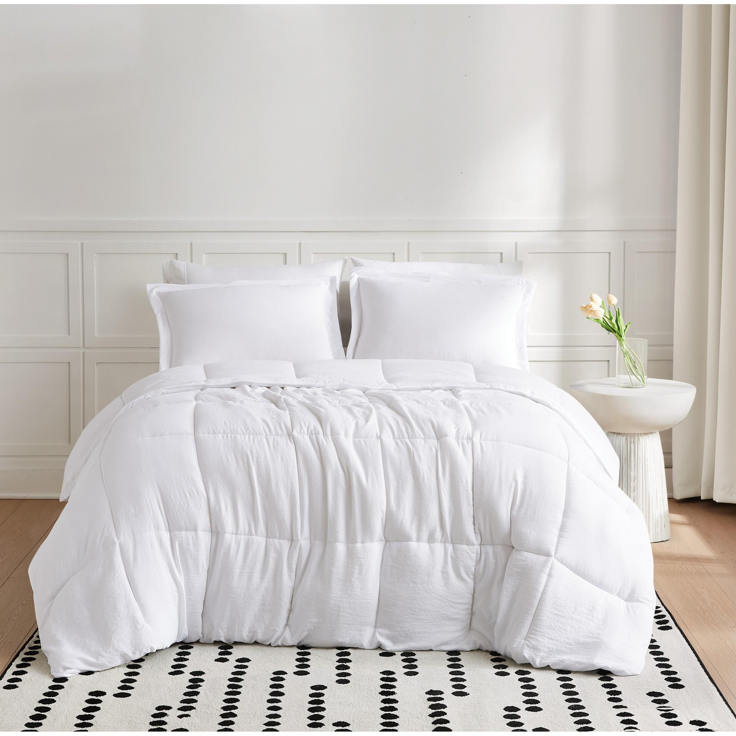 Truly Soft Solid 3-Piece Full/Queen Comforter Set, White, rollover