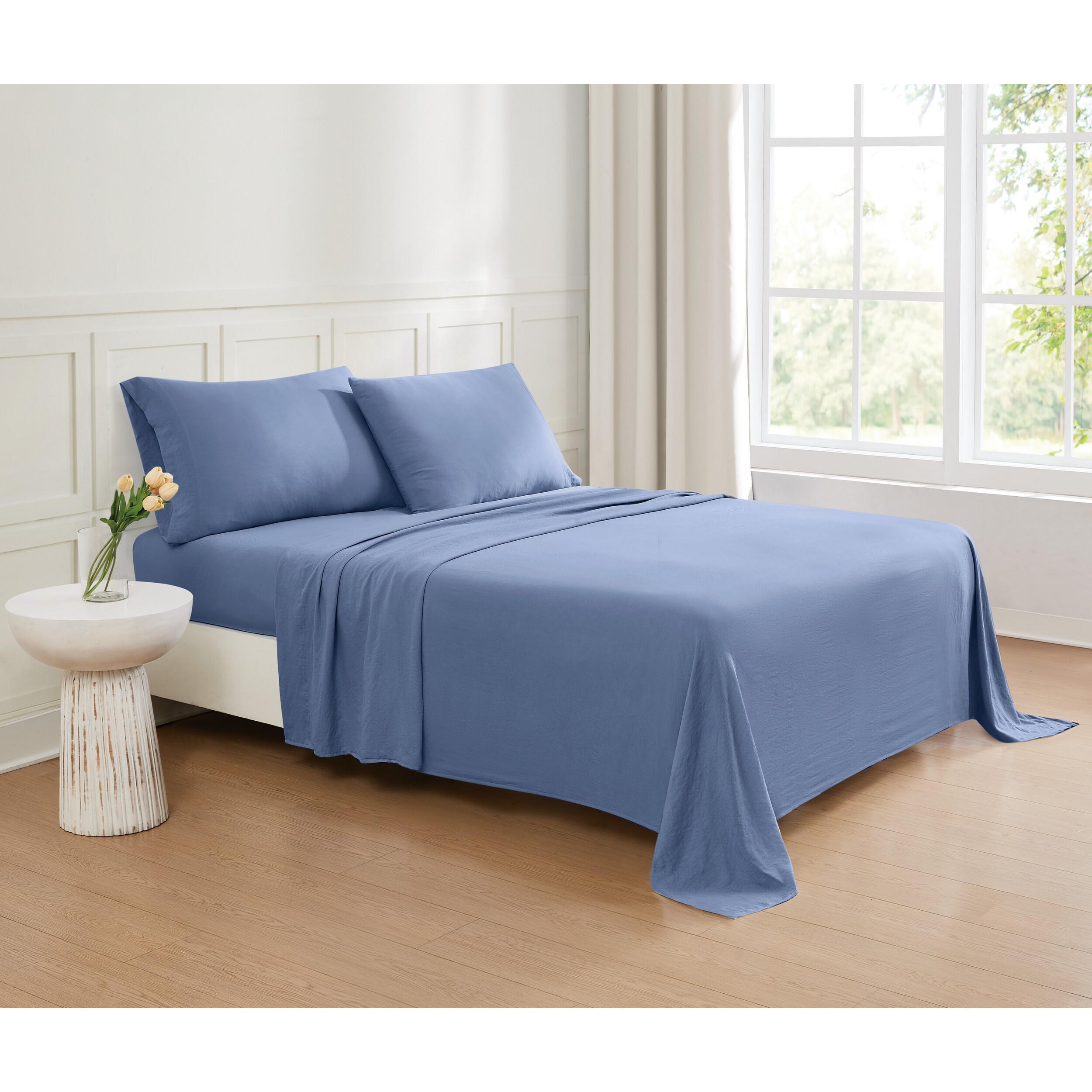 Truly Soft Solid 3-Piece King Sheet Set, Blue, rollover