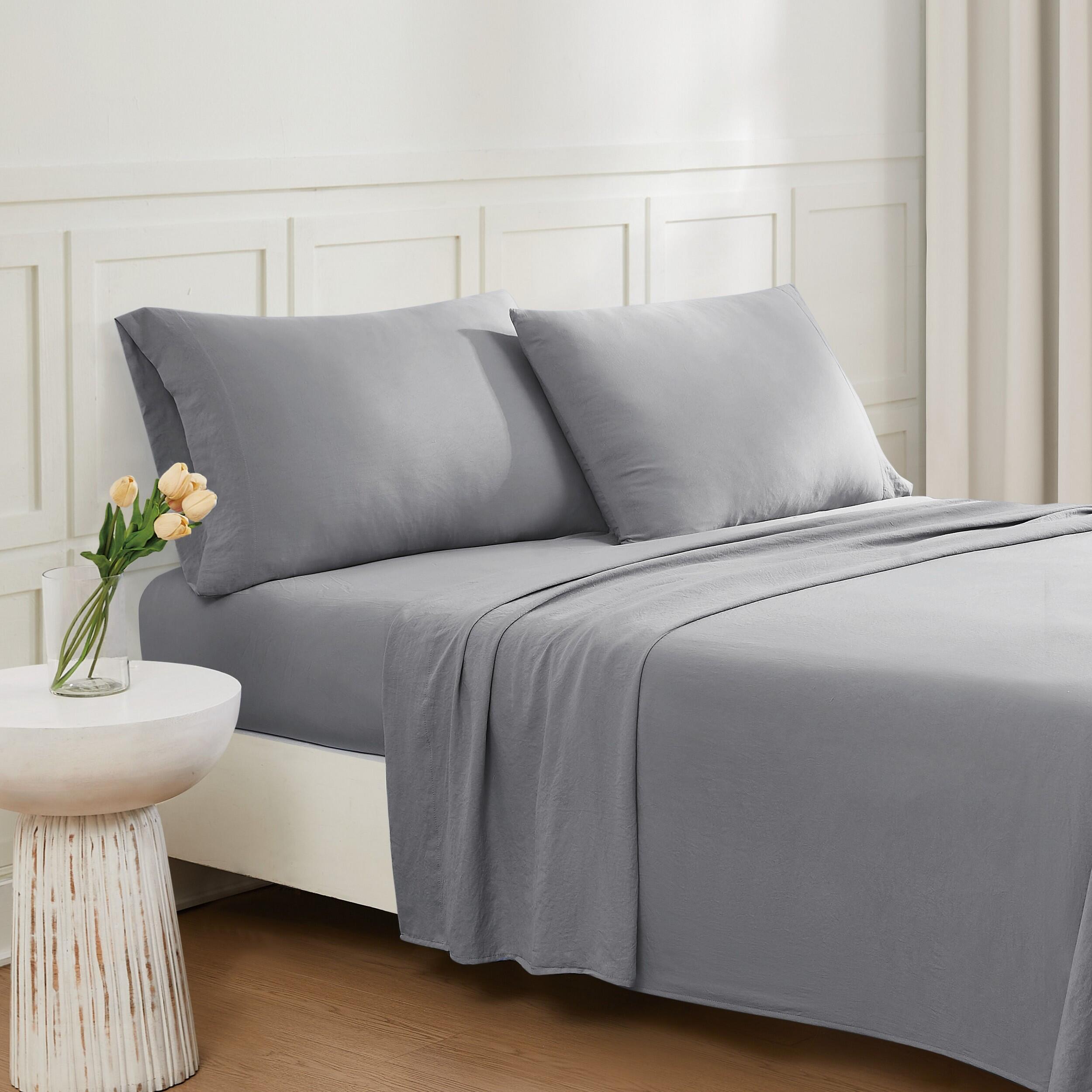 Truly Soft Solid 5-Piece Split King Sheet Set, Gray, rollover