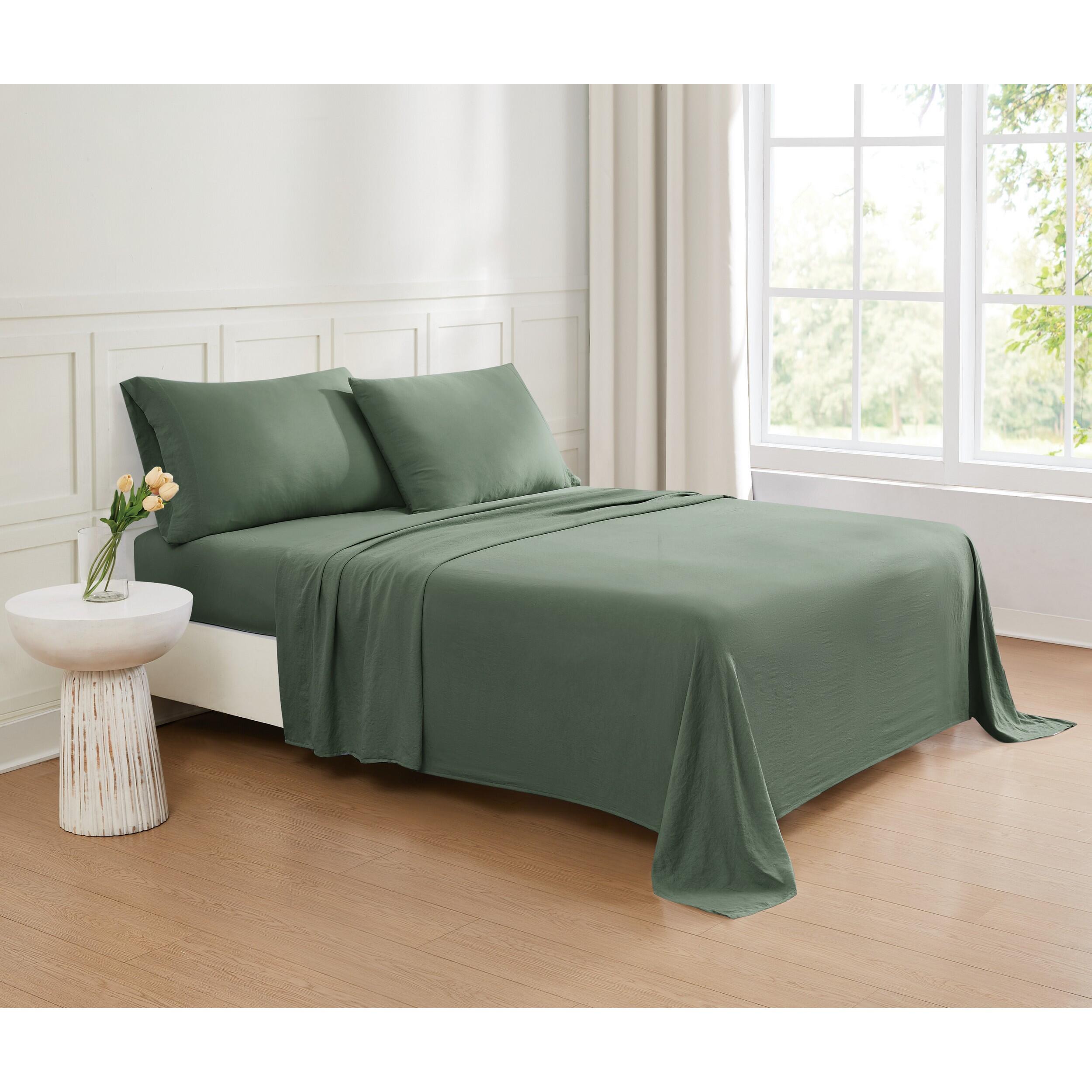 Truly Soft Solid 3-Piece King Sheet Set, Green, rollover