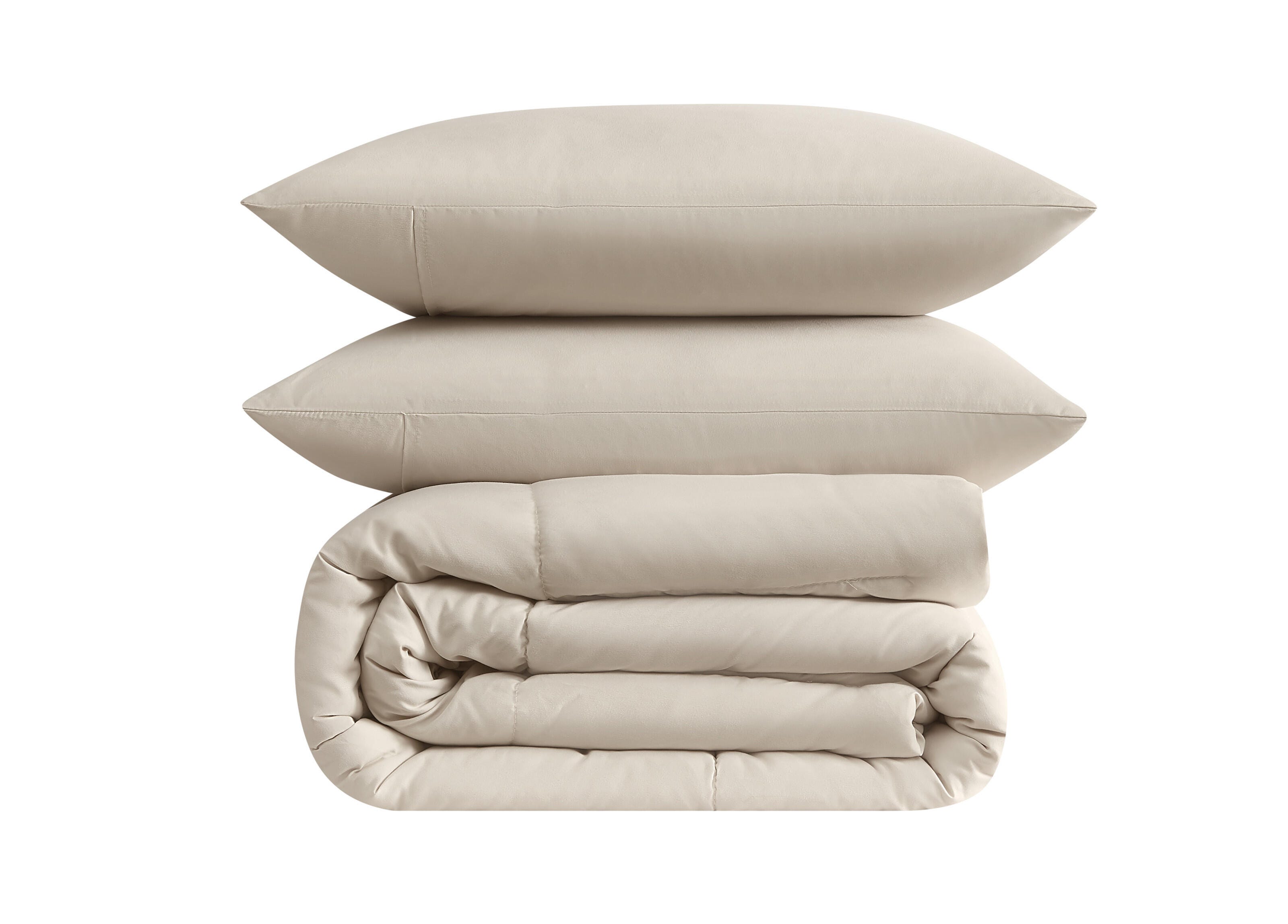 Truly Soft Sustainable 3-Piece Full/Queen Comforter Set, Beige, large