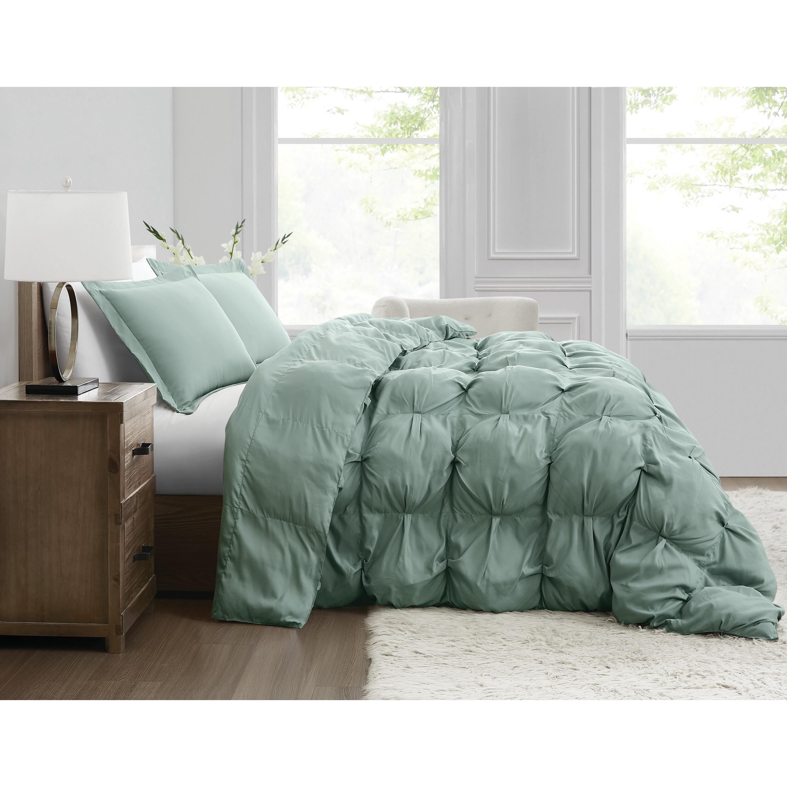 Truly Soft Cloud Puffer 3-Piece King Comforter Set, Green, large