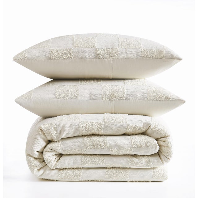Truly Soft Textured Checkered 3-Piece Full/Queen Comforter Set