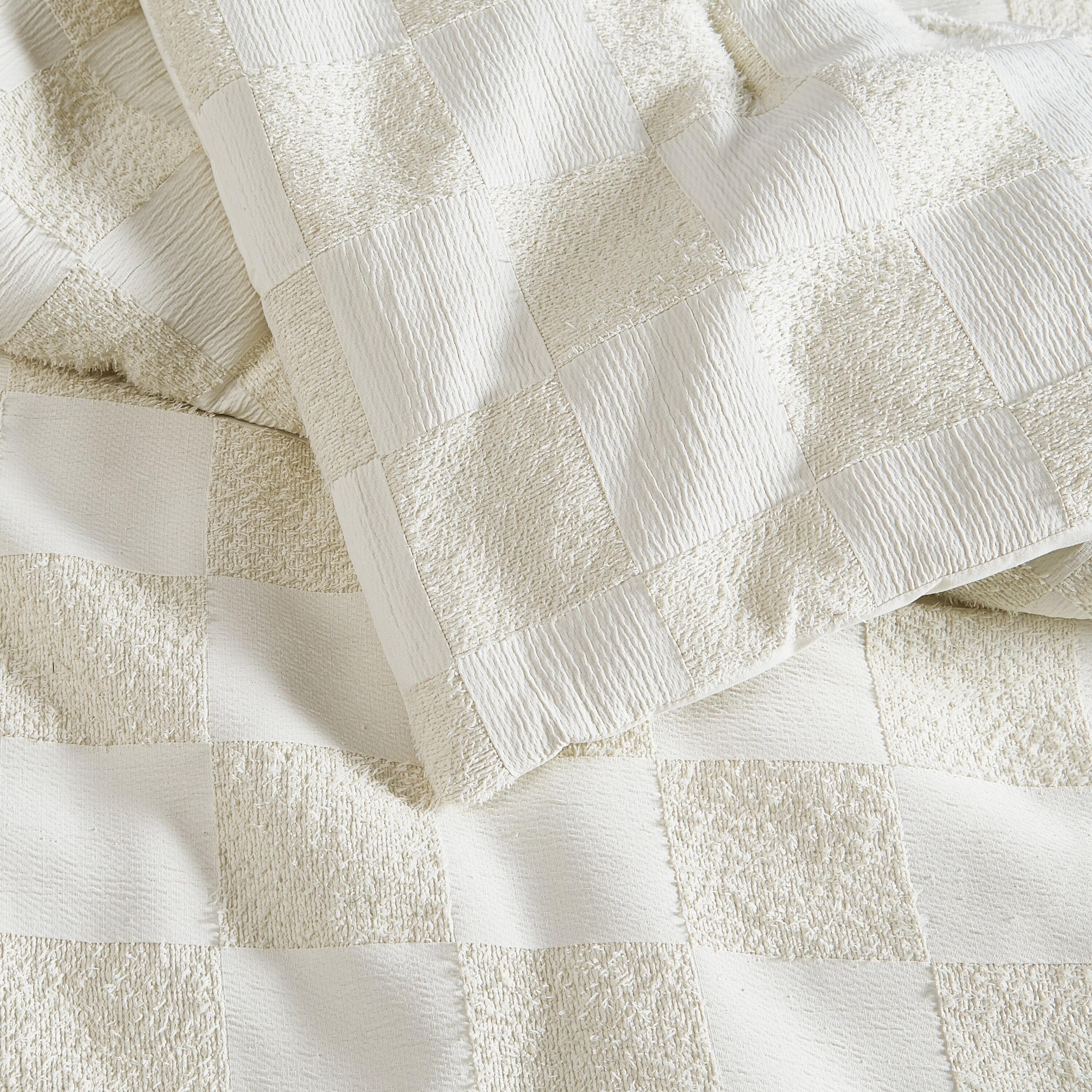 Truly Soft Textured Checkered 3-Piece Full/Queen Comforter Set, Cream, large