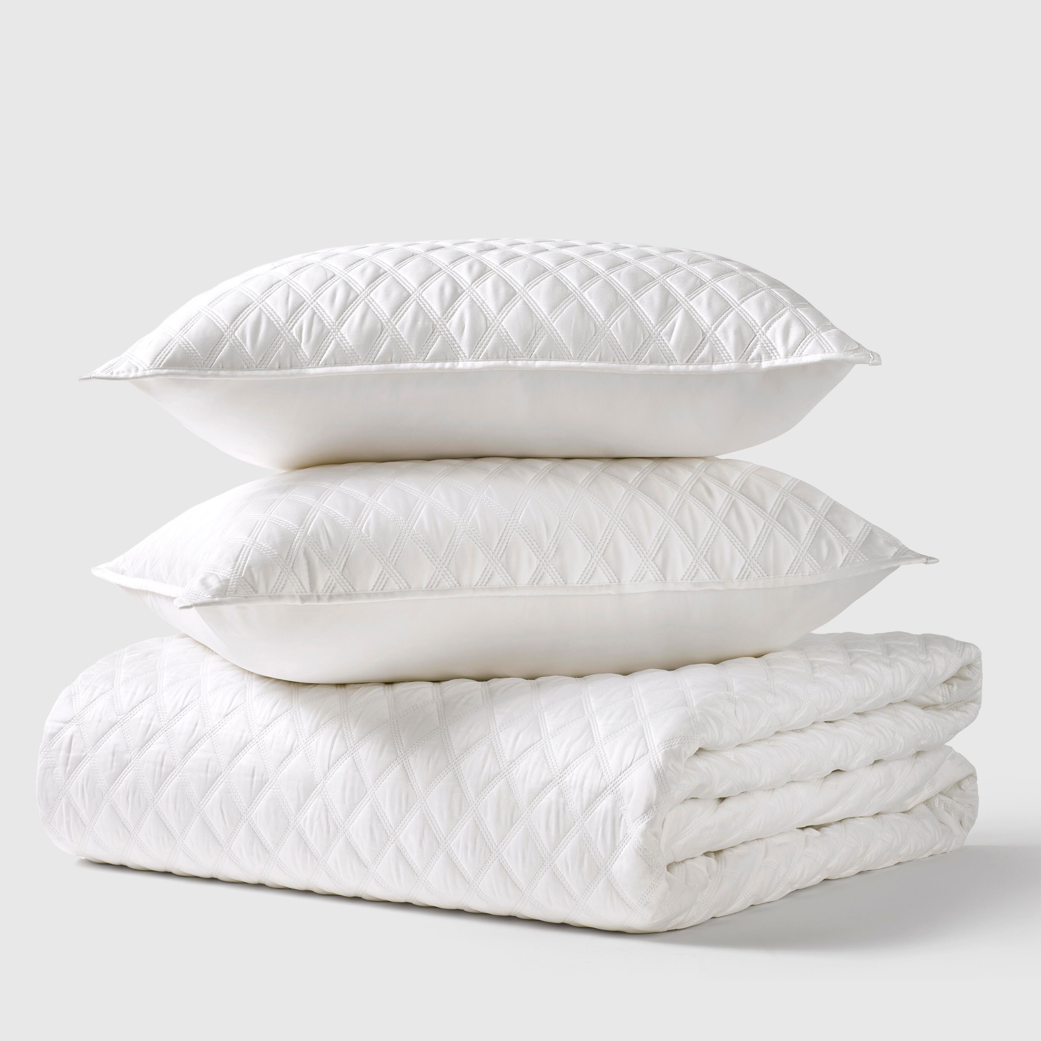 J. Queen New York Premier Sateen 3 Piece King/California King Quilt Set, Crisp White, rollover