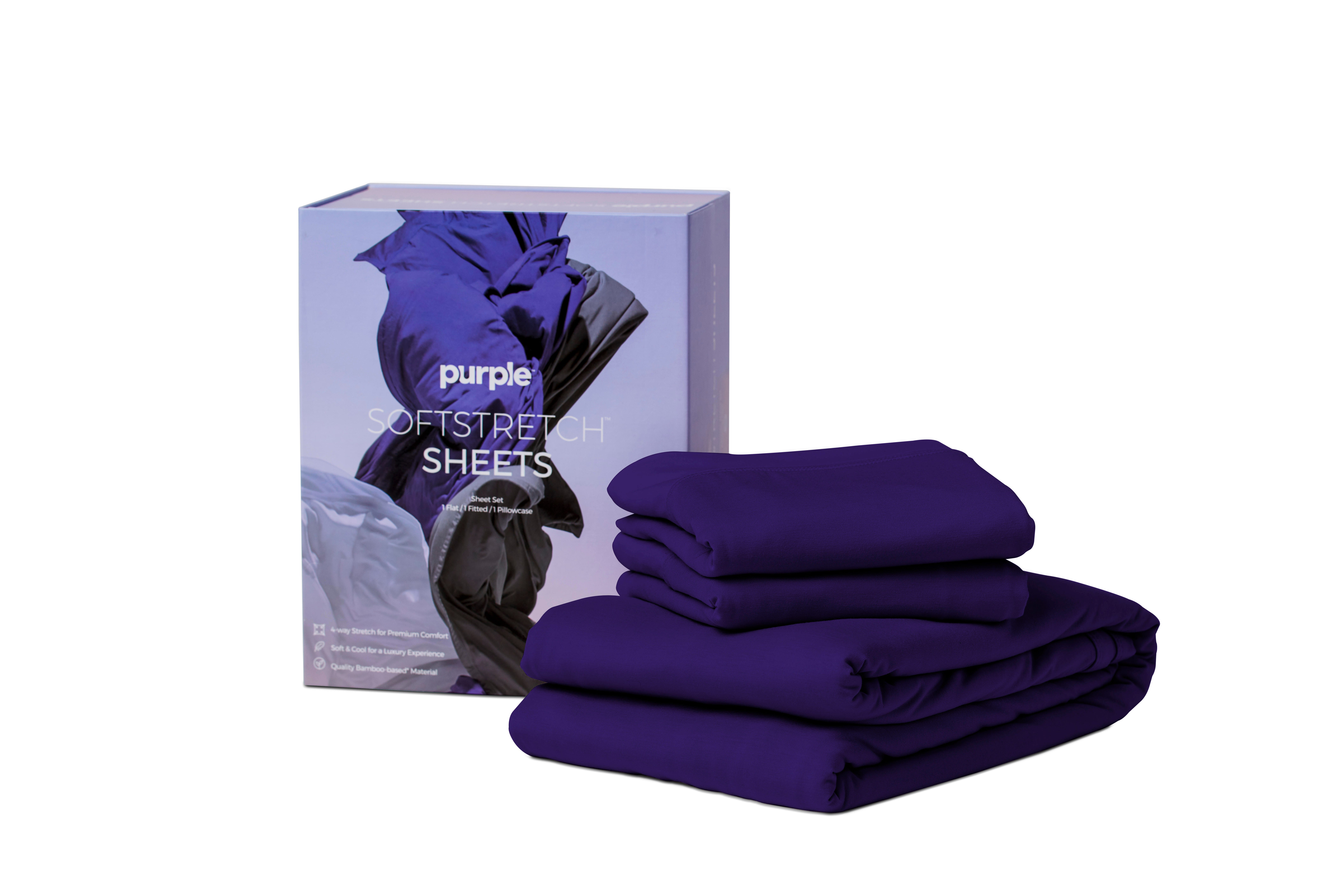 Purple SoftStretch Deep Pocket 3-Piece Twin/ Twin XL Sheet Set, Purple, large