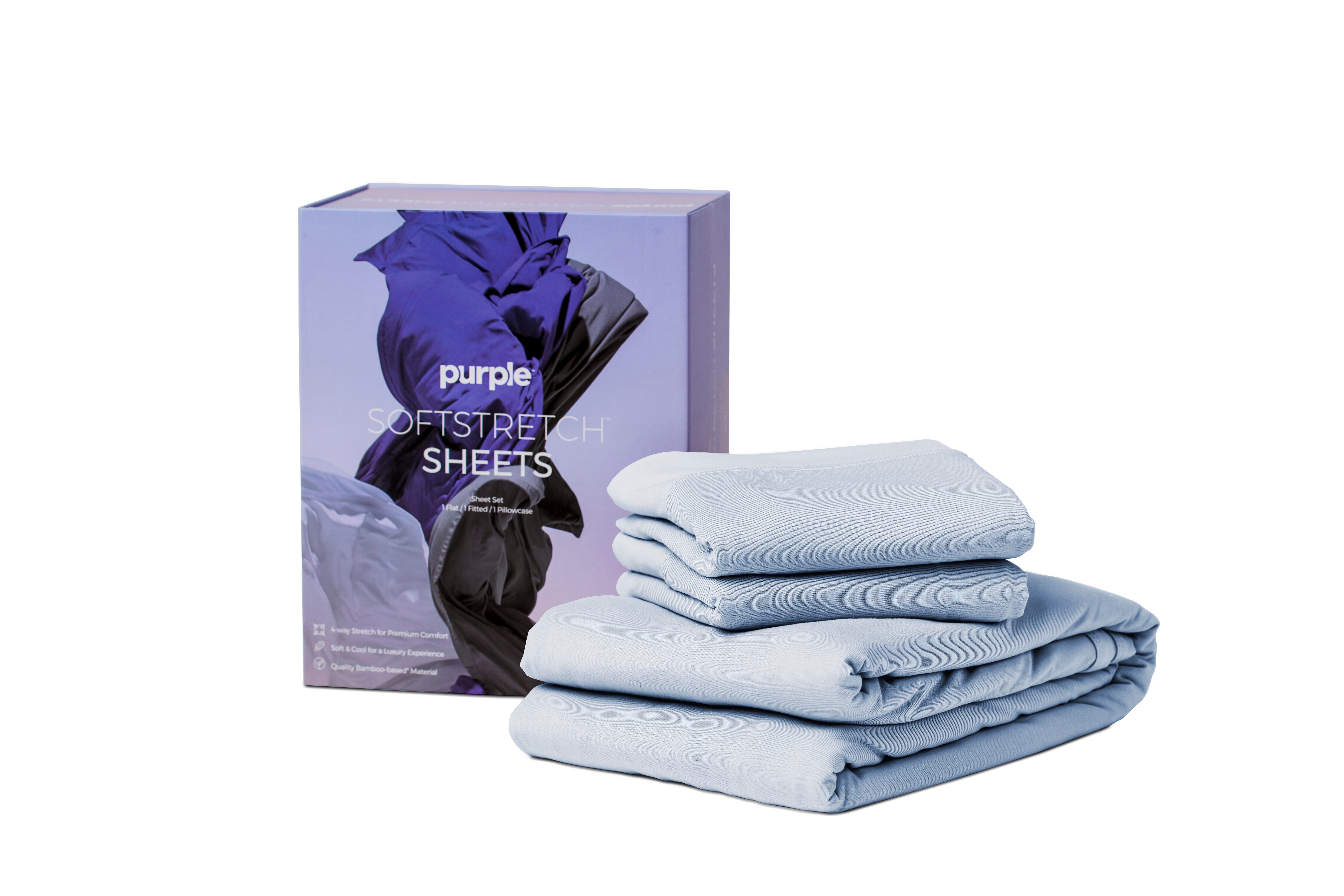 Purple SoftStretch Deep Pocket 4-Piece King Sheet Set, Light Blue, large