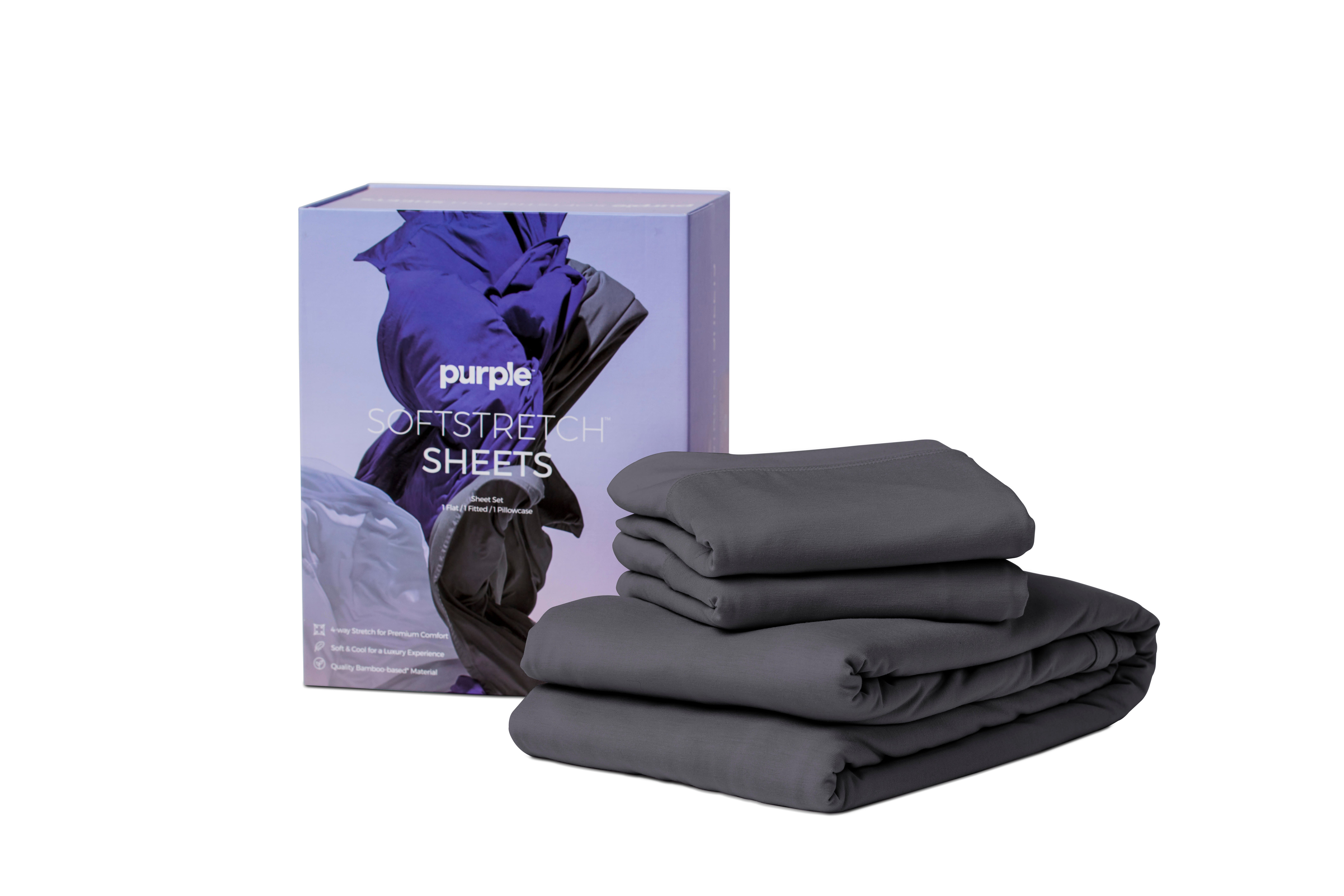 Purple SoftStretch Deep Pocket 3-Piece Twin/ Twin XL Sheet Set, Gray, large