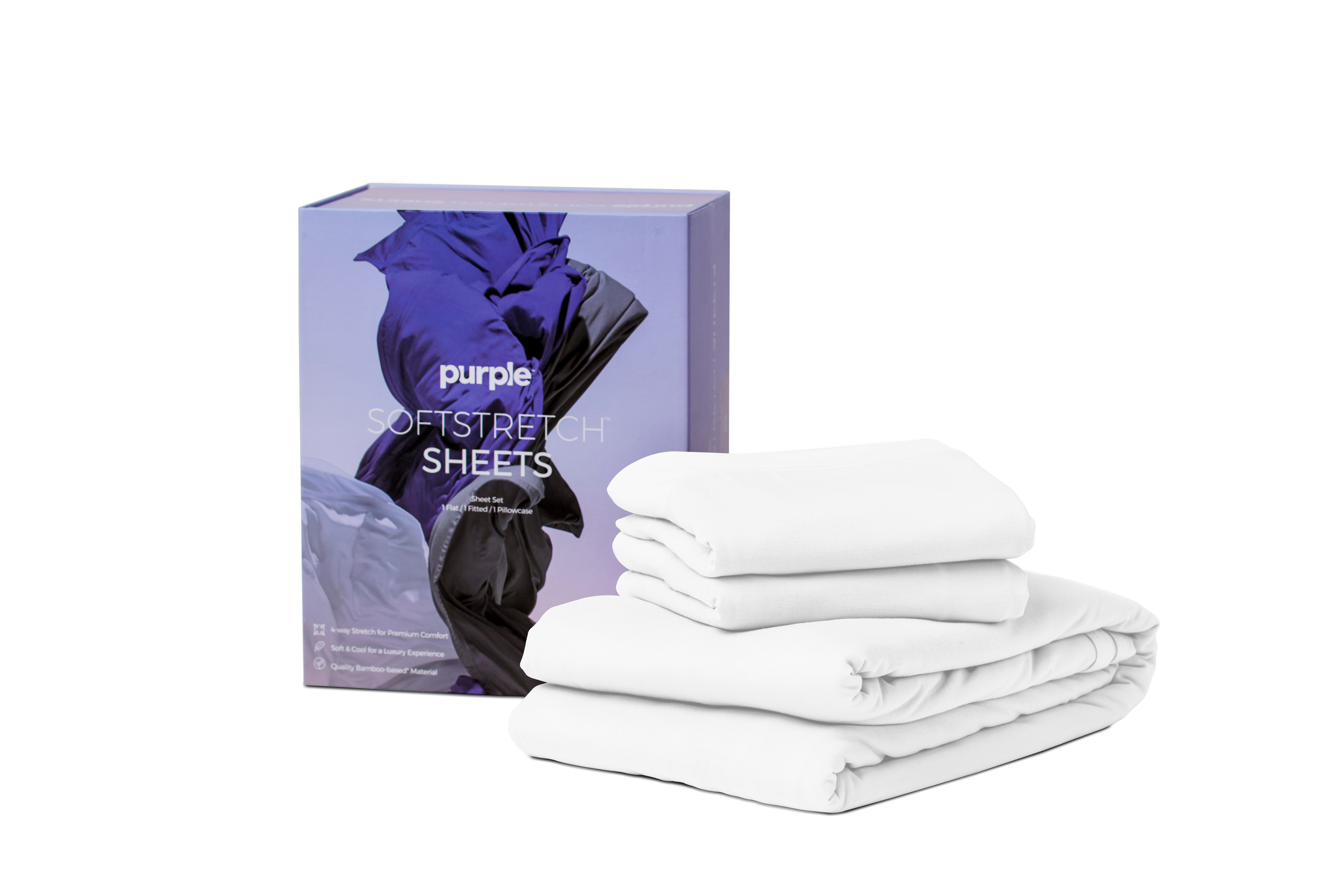 Purple SoftStretch Deep Pocket 4-Piece King Sheet Set, White, large
