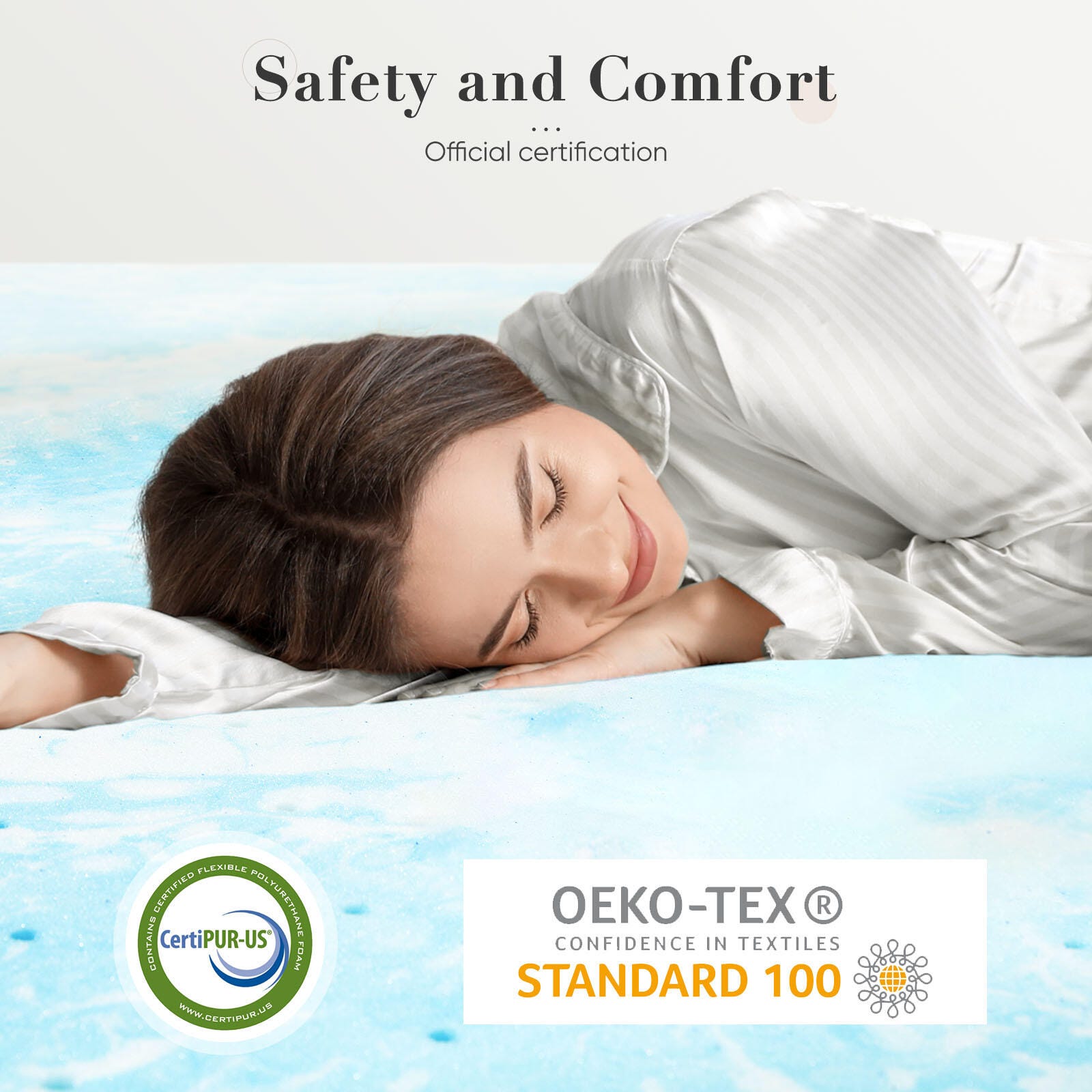 Dovelina Zenyra Queen Memory Foam 3" Mattress Topper, Blue, large