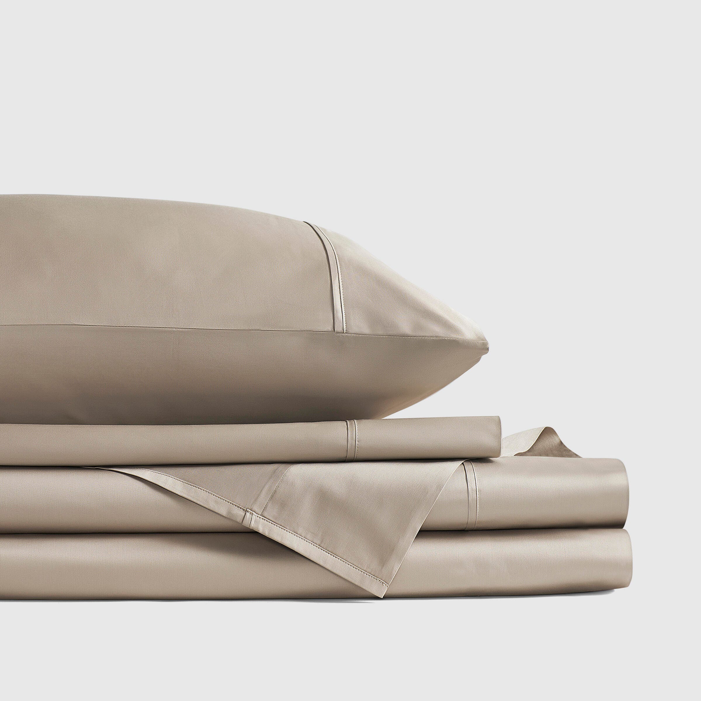 J. Queen New York Premier Sateen 4-Piece King Sheet Set, Almond, large
