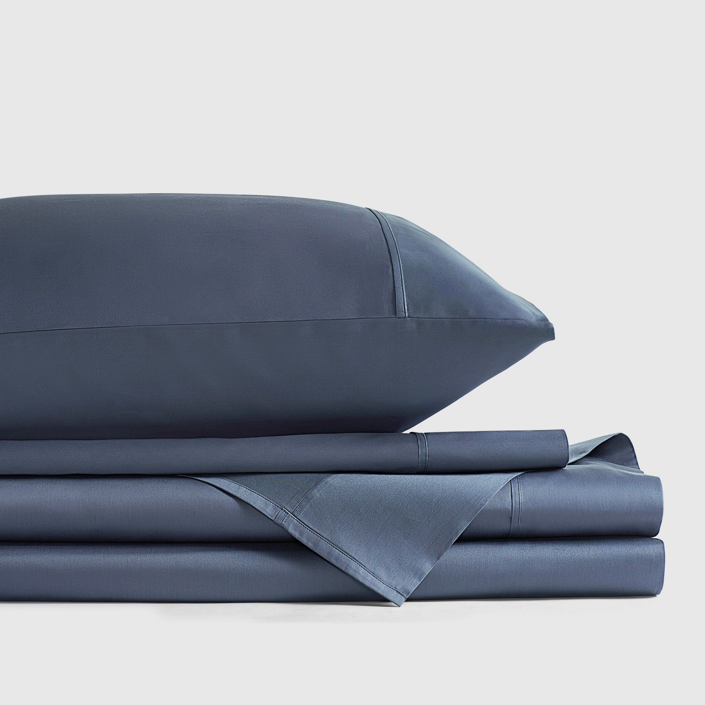 J. Queen New York Premier Sateen 4-Piece King Sheet Set, Atlantic Blue, large