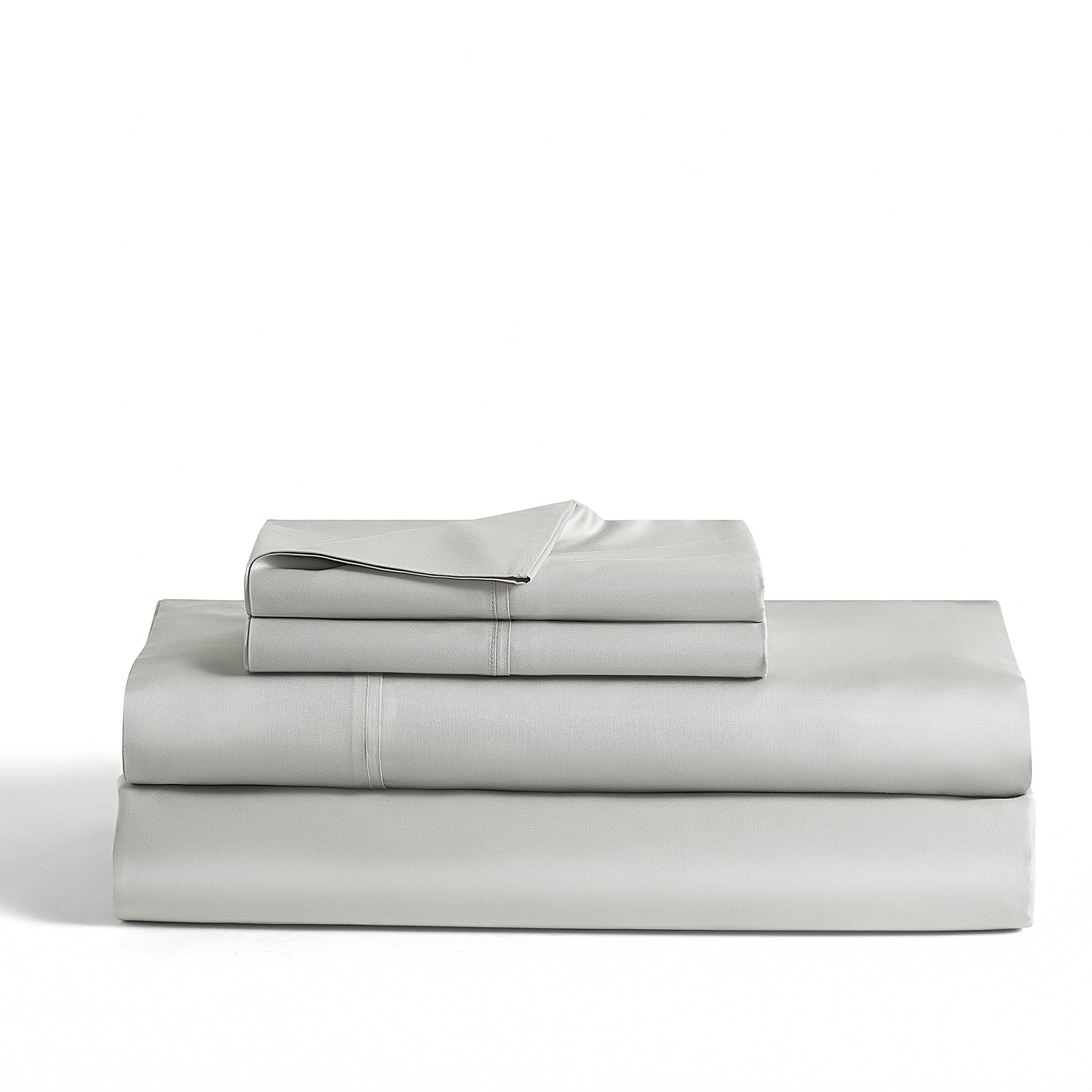 J. Queen New York Premier Sateen 4-Piece King Sheet Set, Platinum, large