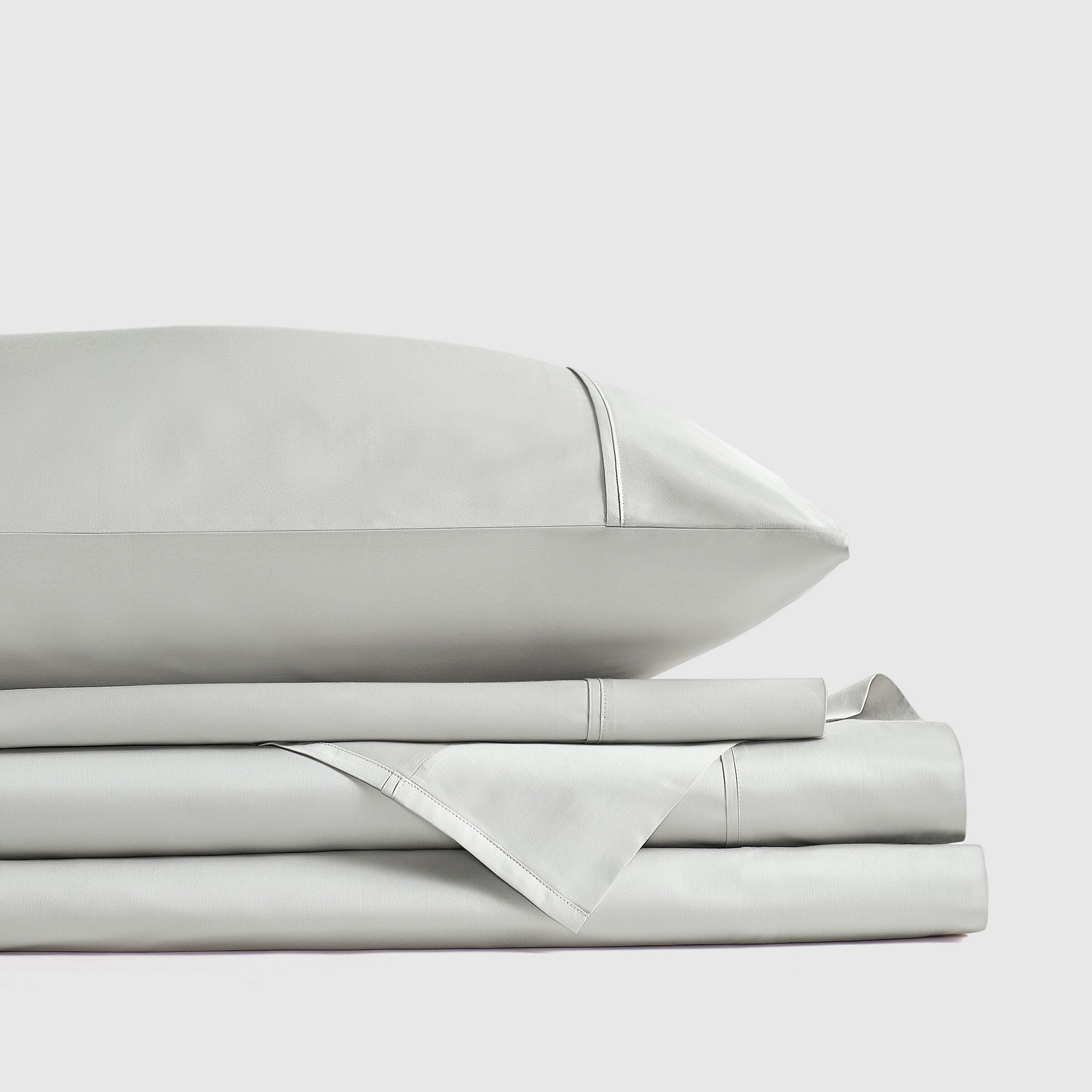J. Queen New York Premier Sateen 4-Piece King Sheet Set, Platinum, large