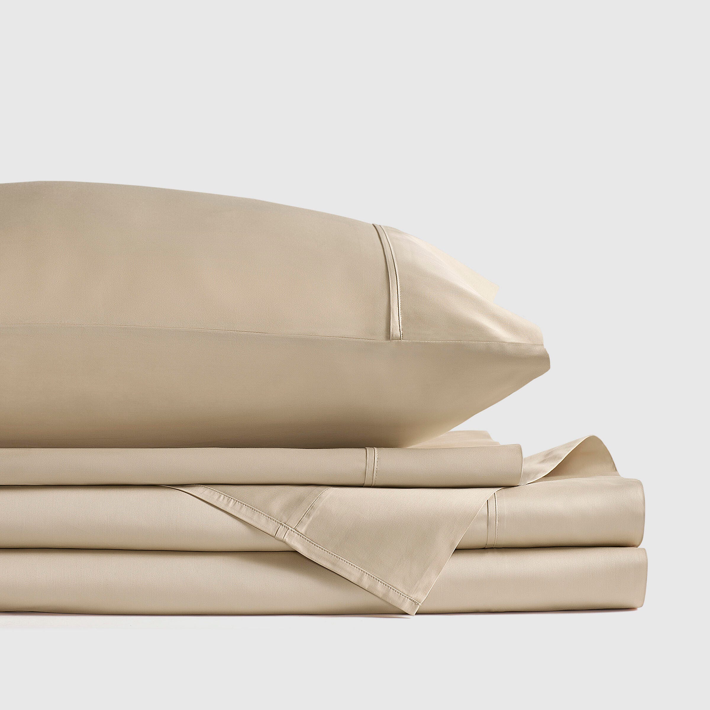 J. Queen New York Premier Sateen 4-Piece King Sheet Set, Pale Gold, large