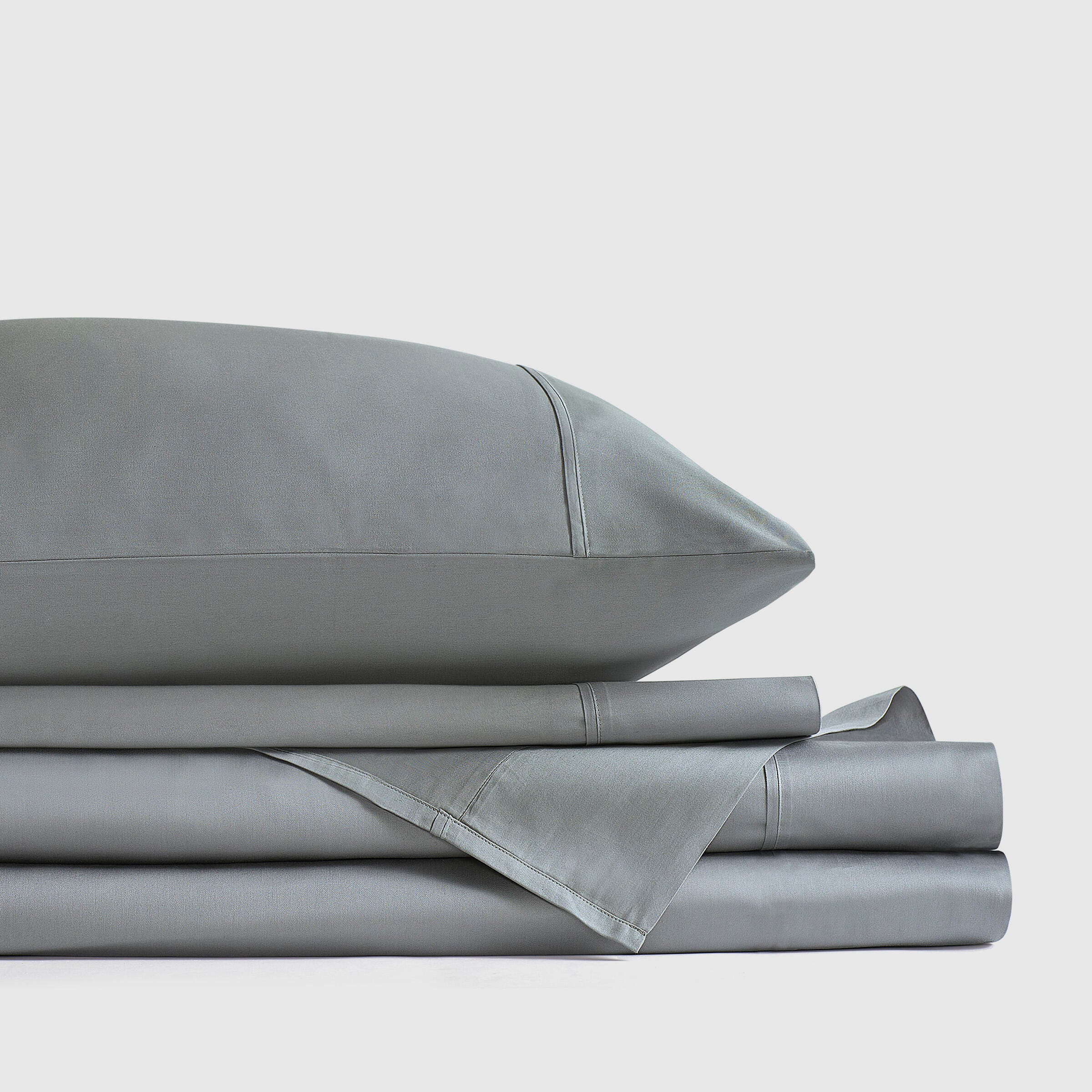 J. Queen New York Premier Sateen 4-Piece Queen Sheet Set, Eucalyptus, large