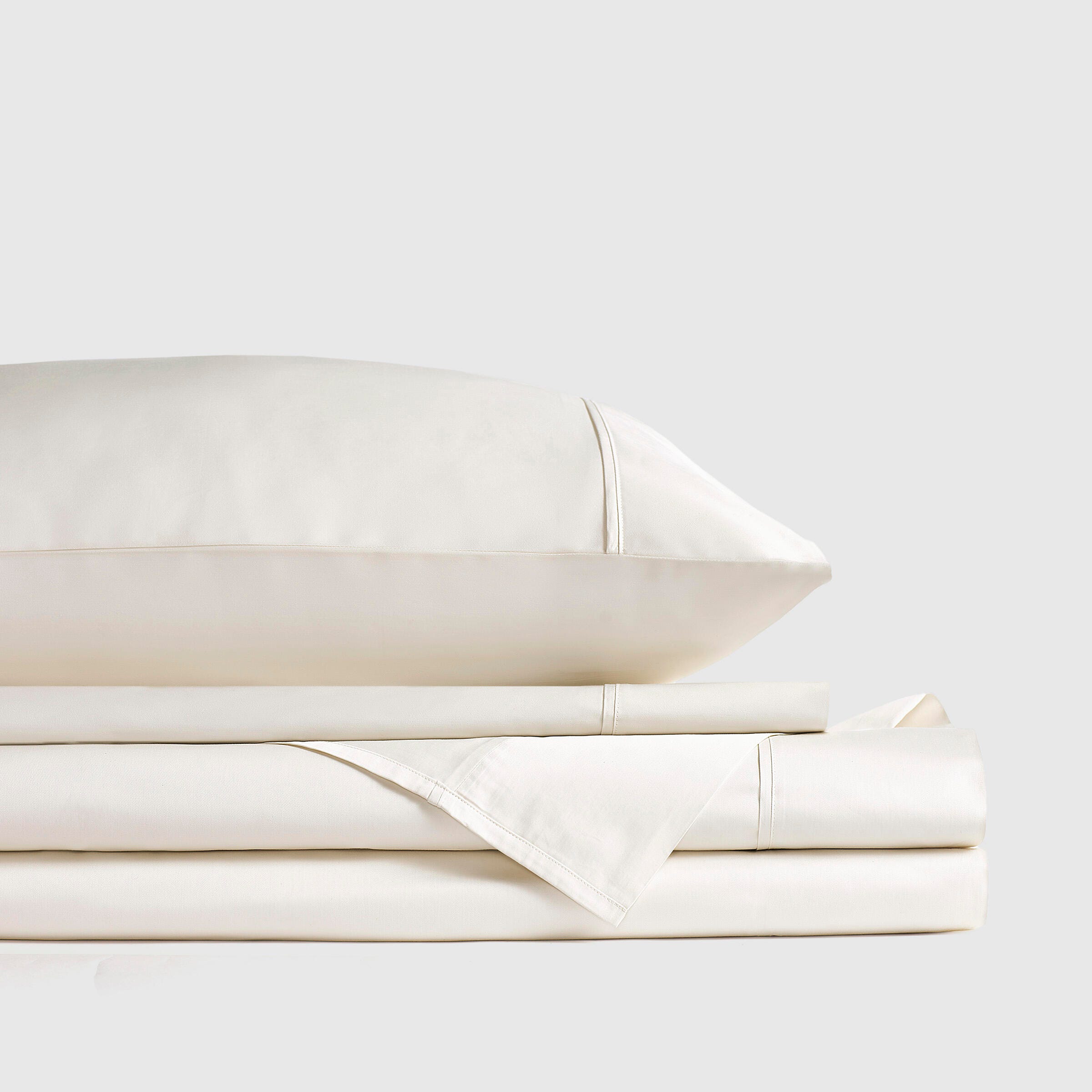 J. Queen New York Premier Sateen 4-Piece Queen Sheet Set, Parchment, large
