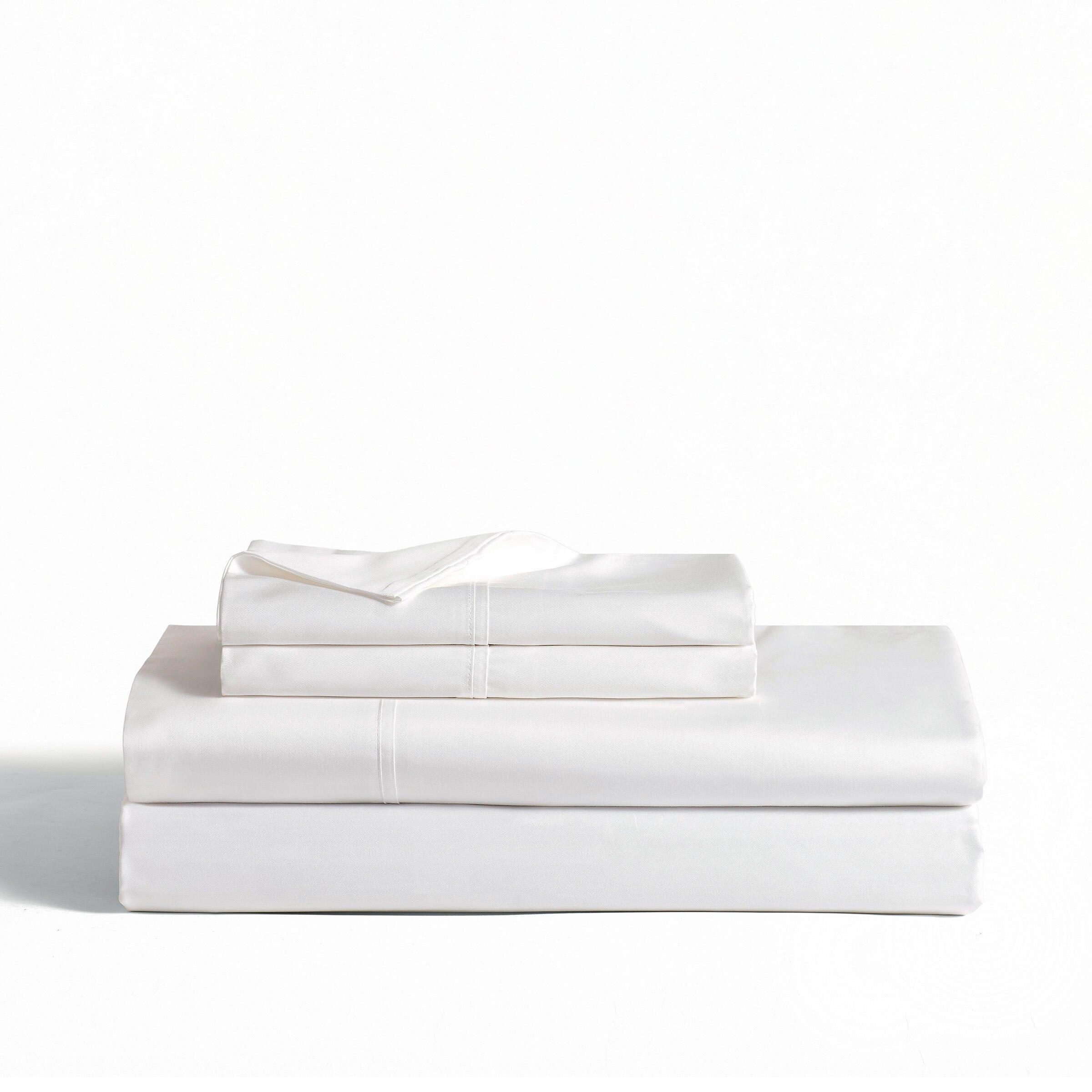 J. Queen New York Premier Sateen 4-Piece Queen Sheet Set, Crisp White, large
