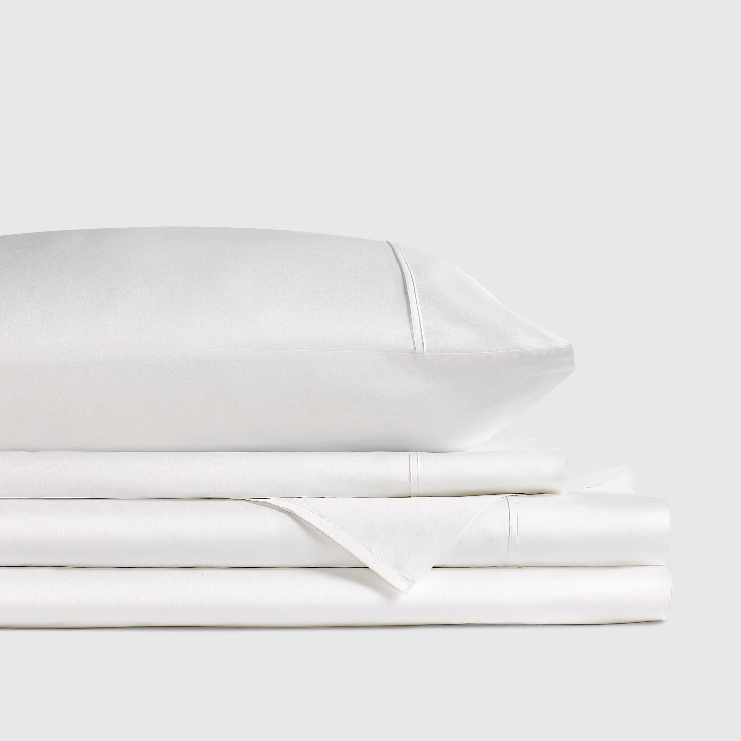 J. Queen New York Premier Sateen 4-Piece Queen Sheet Set, Crisp White, large
