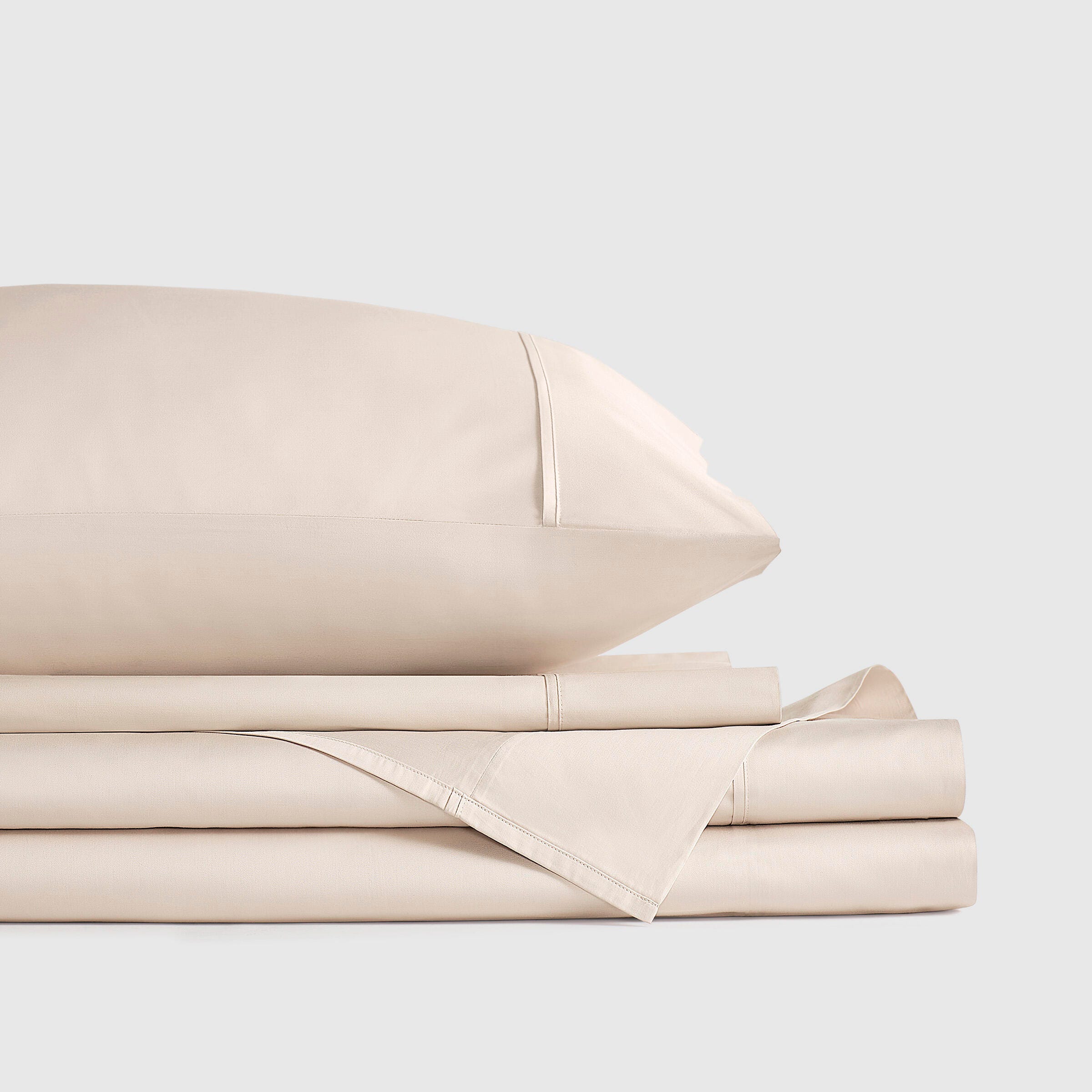 J. Queen New York Premier Sateen 4-Piece Queen Sheet Set, Shell Pink, large