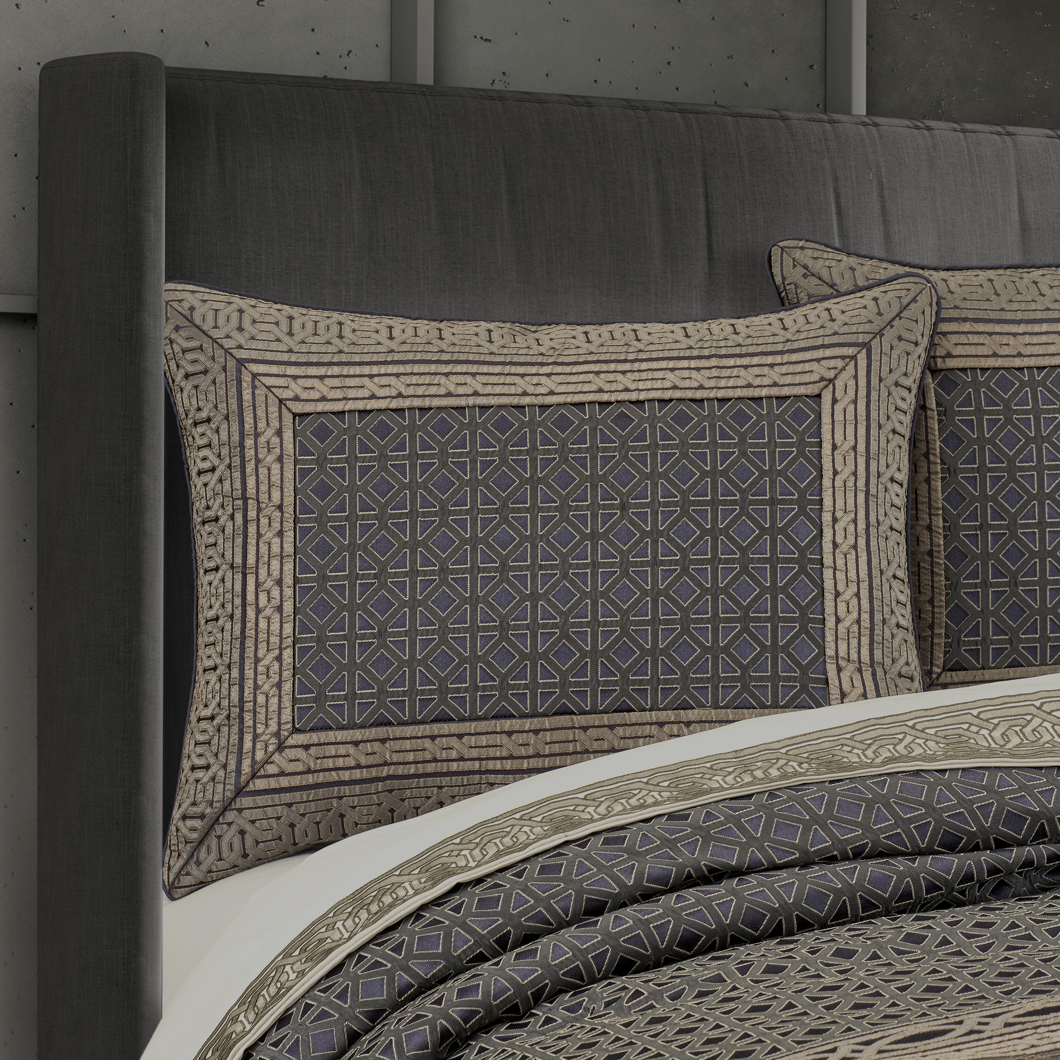 J. Queen New York Alaro 4 Piece King Comforter Set, Slate, large