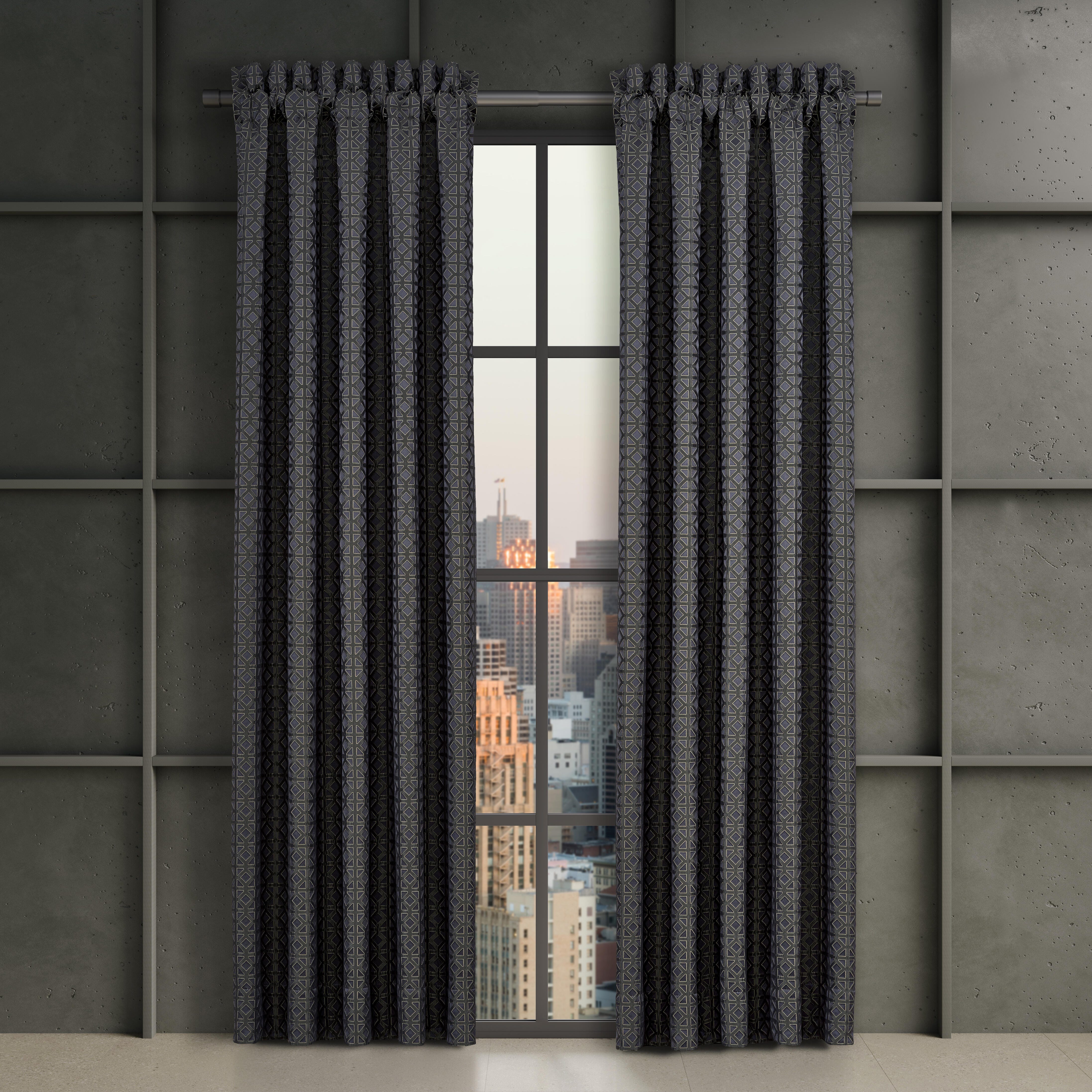J. Queen New York Alaro 95" Window Panel Pair, Indigo