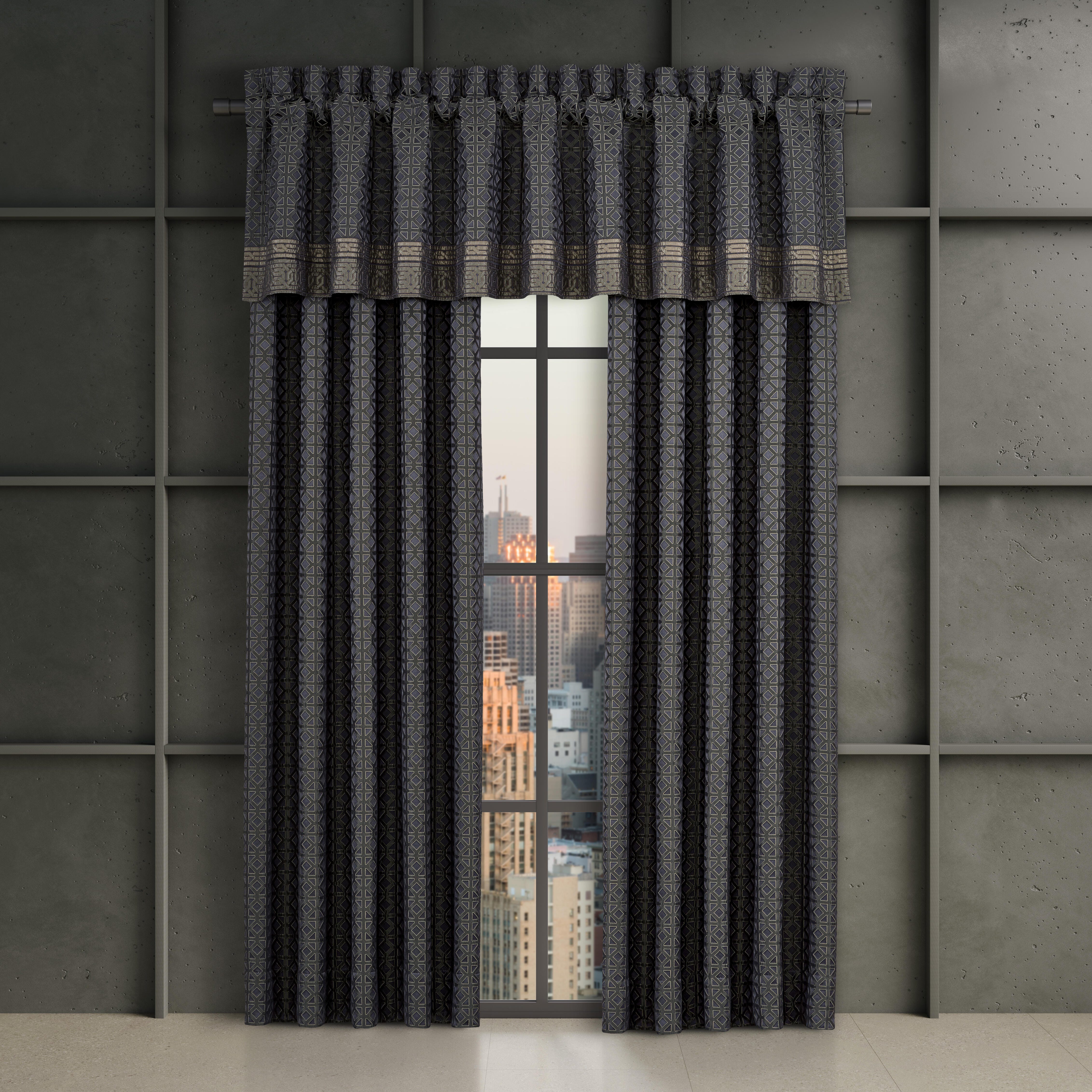J. Queen New York Alaro 95" Window Panel Pair, Indigo, large