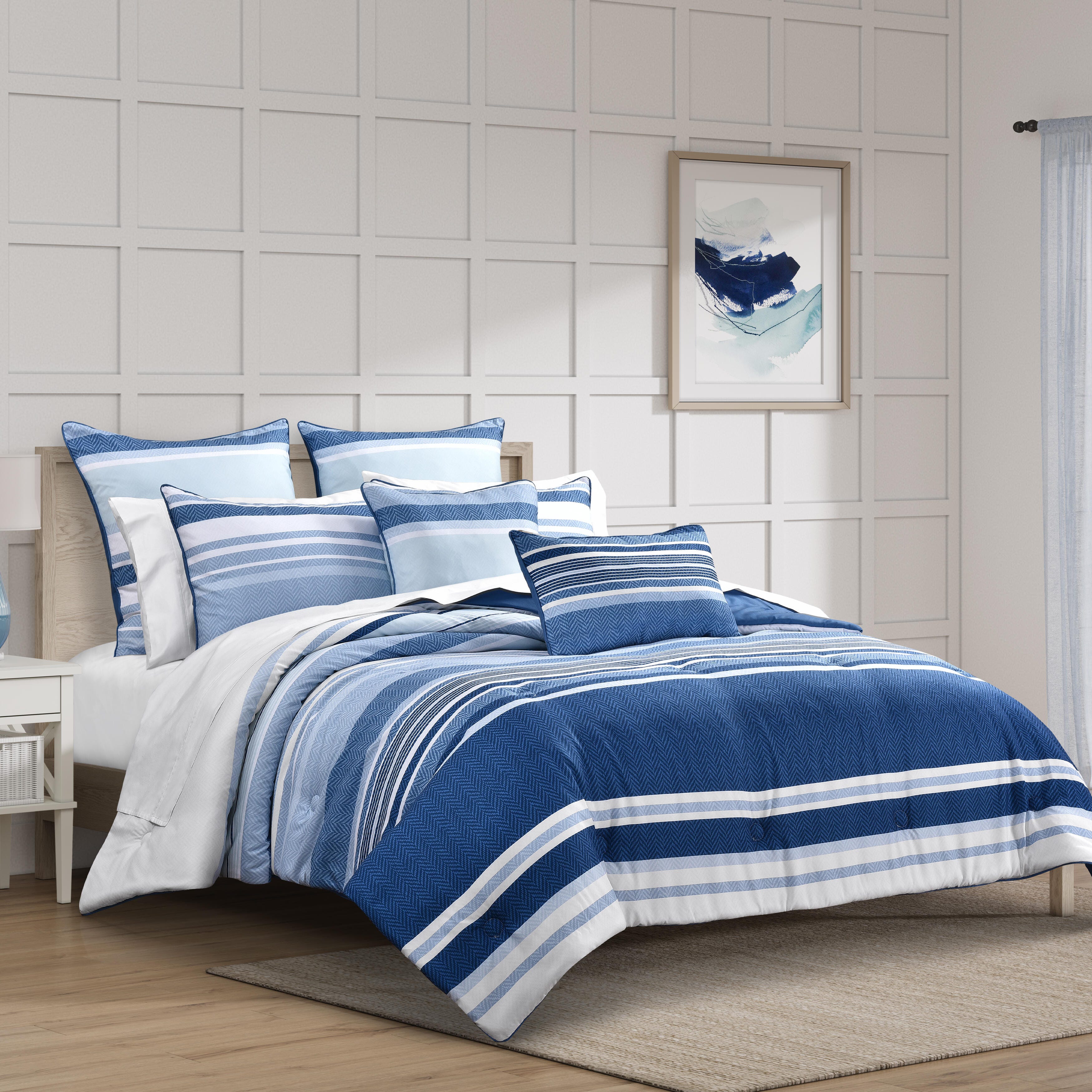 Royal Court Carson 3 Piece King/California King Comforter Set, Blue, large