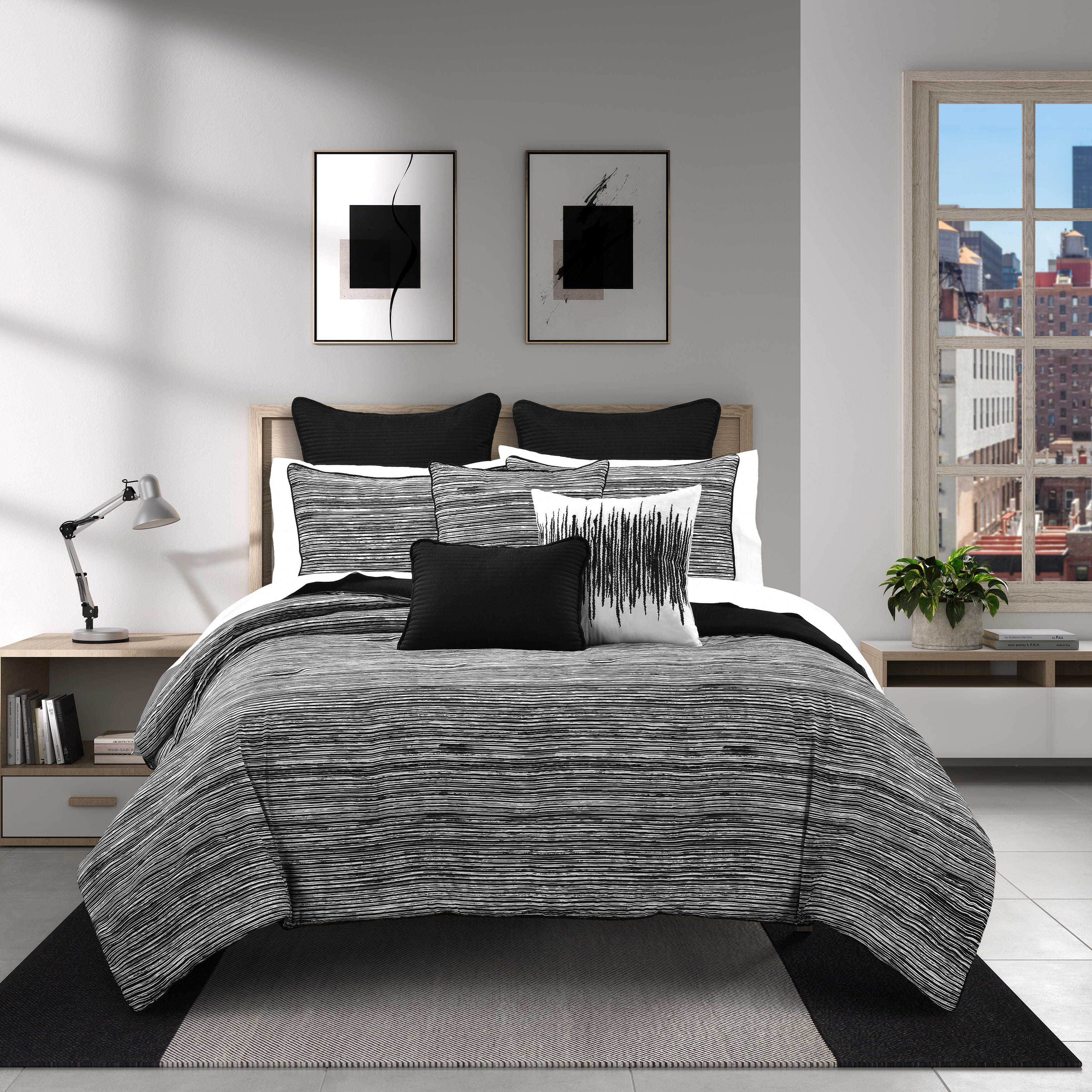 Royal Court Dalton 3 Piece Full/Queen Comforter Set, Black, large