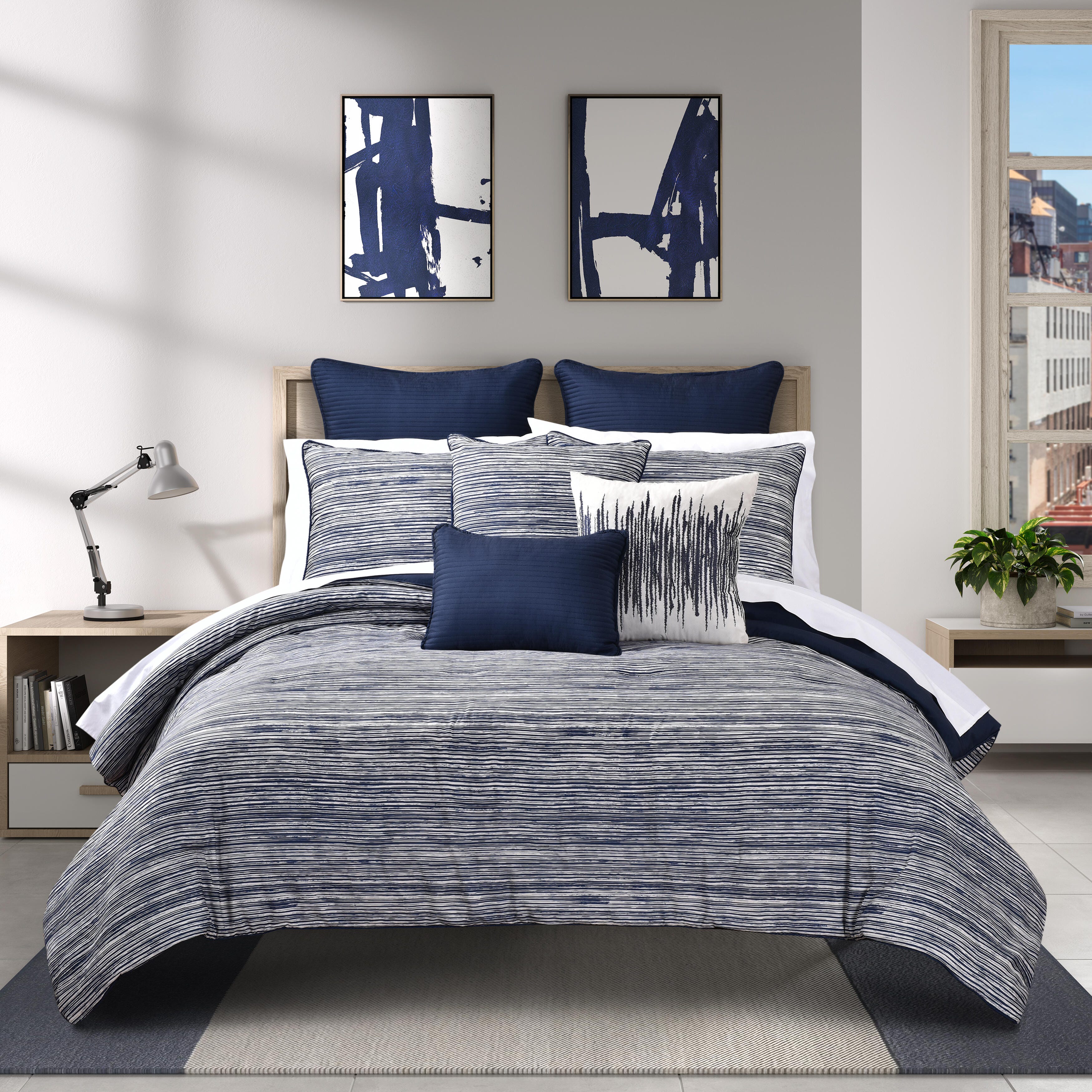 Royal Court Dalton 3 Piece King/California King Comforter Set, Navy, large
