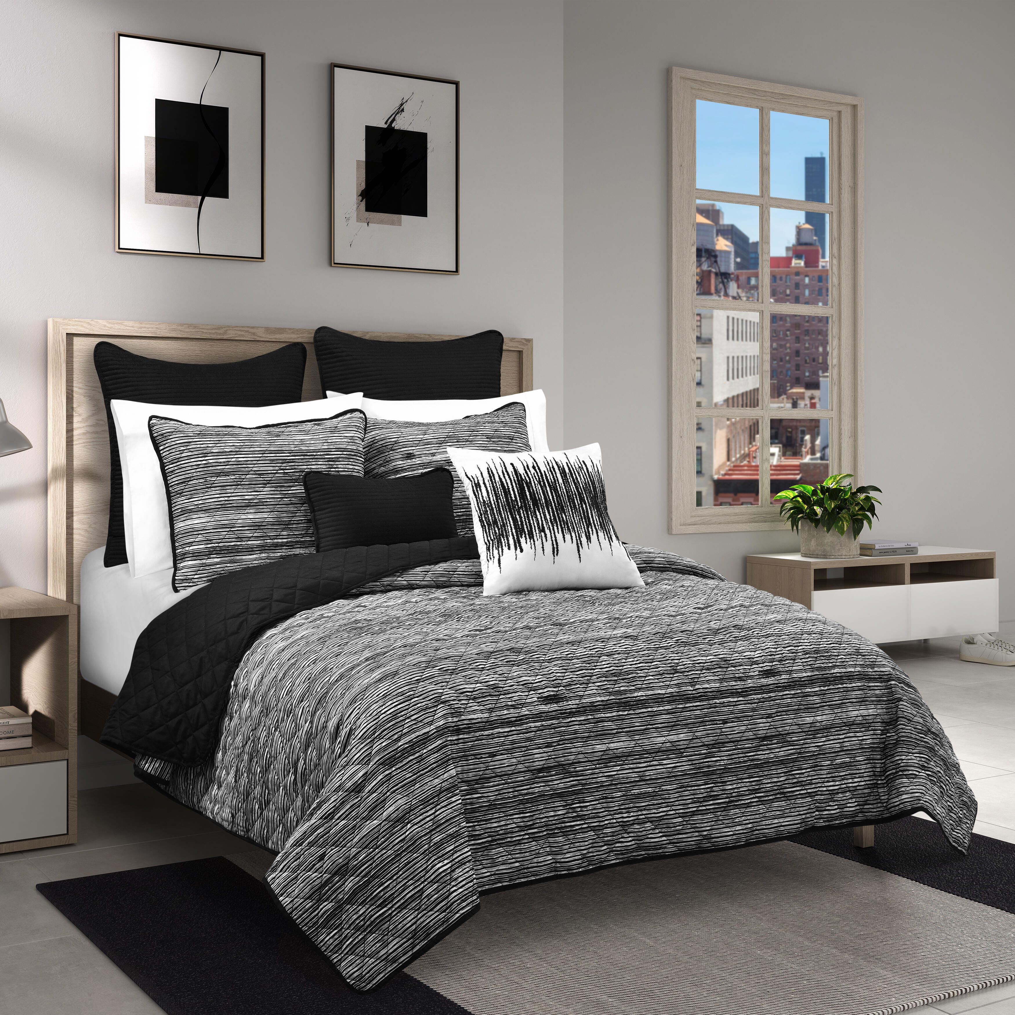 Royal Court Dalton 3 PieceFull/Queen Quilt Set, Black, large